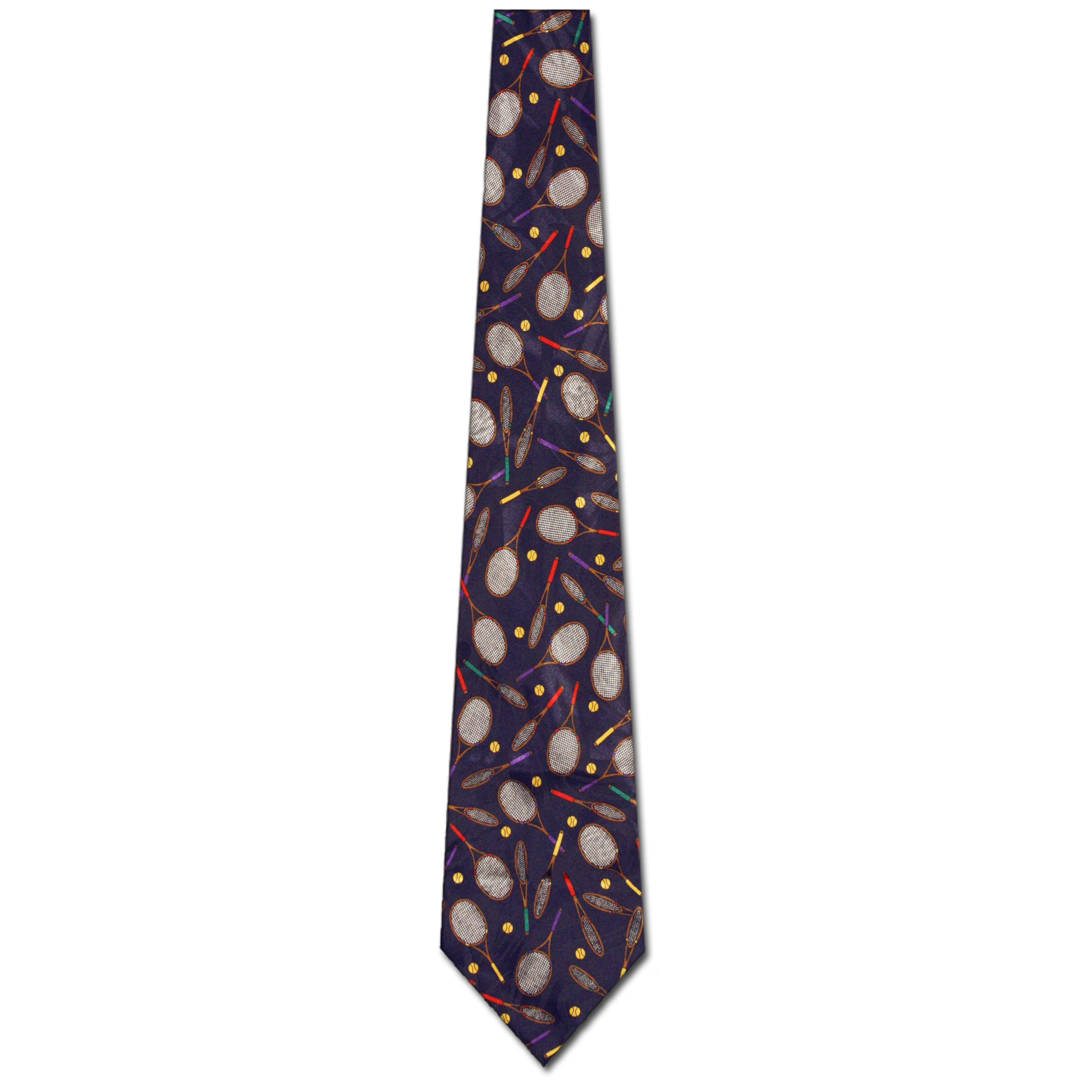 1004-102: Tennis Neckties Racket Ball Ties Navy by Steven Harris at Abcties.com