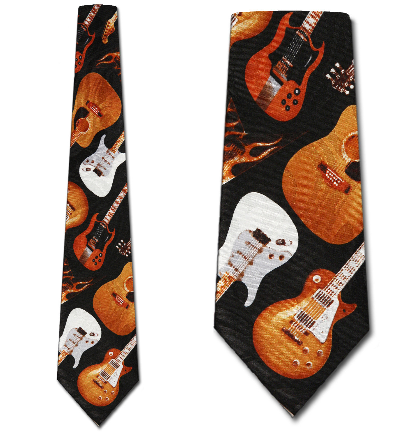 1006-100: Guitar Ties Black Diagonal Music Neckties by Steven Harris