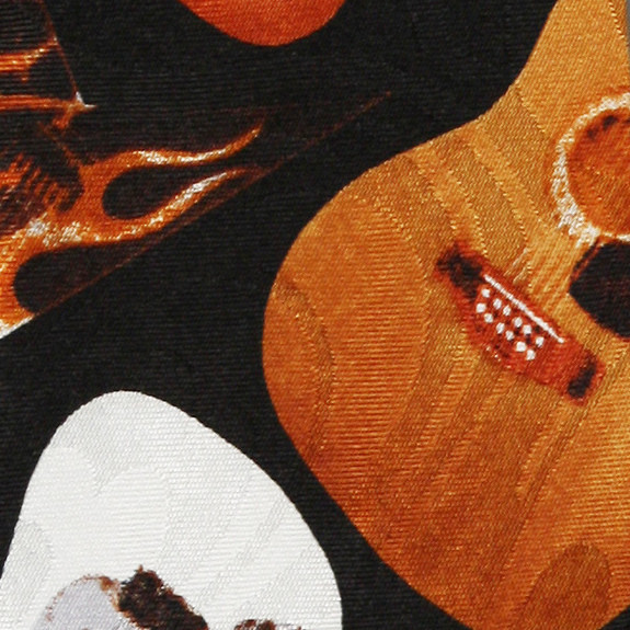1006-100: Guitar Ties Black Diagonal Music Neckties by Steven Harris