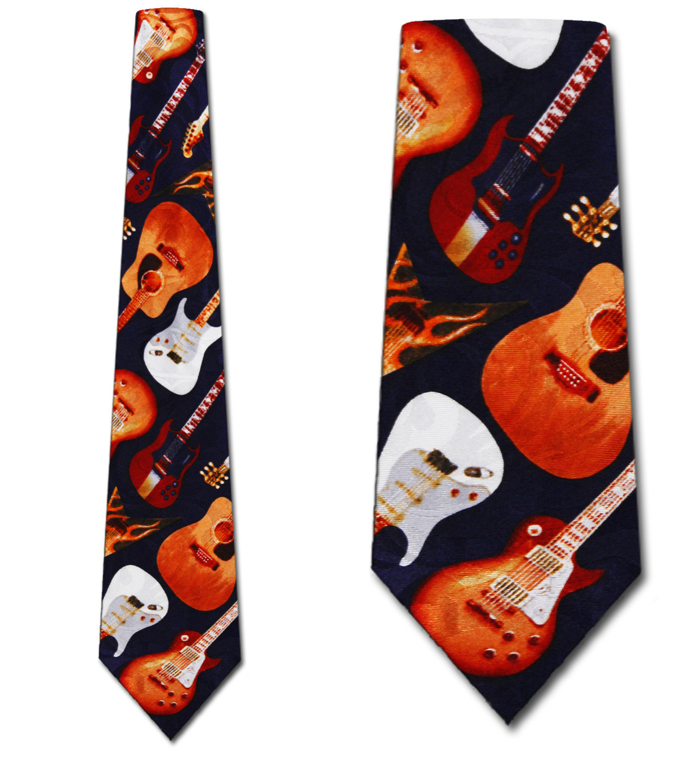 1006-102: Guitar Ties Navy Diagonal Music Neckties by Steven Harris
