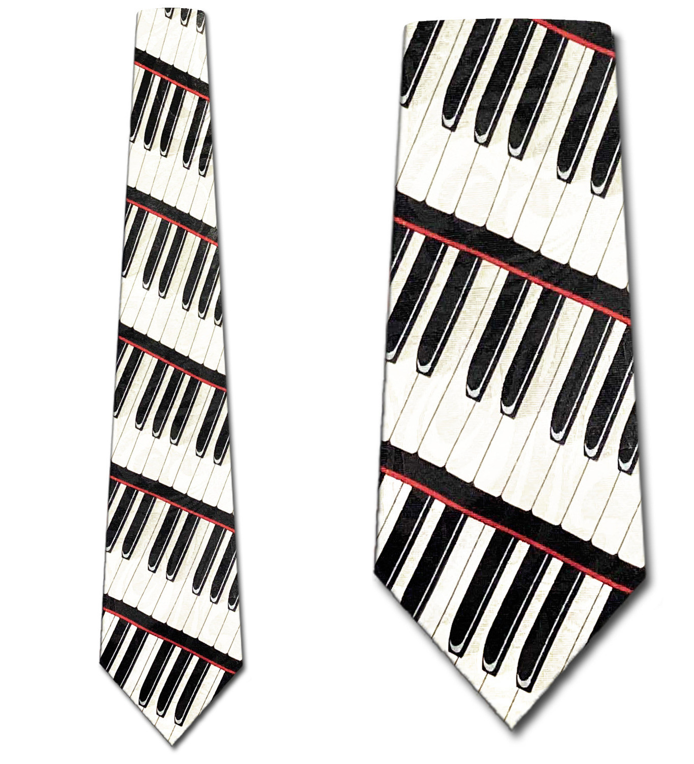 1007-102: Piano Ties Red Diagonal Keyboard Neckties by Steven Harris