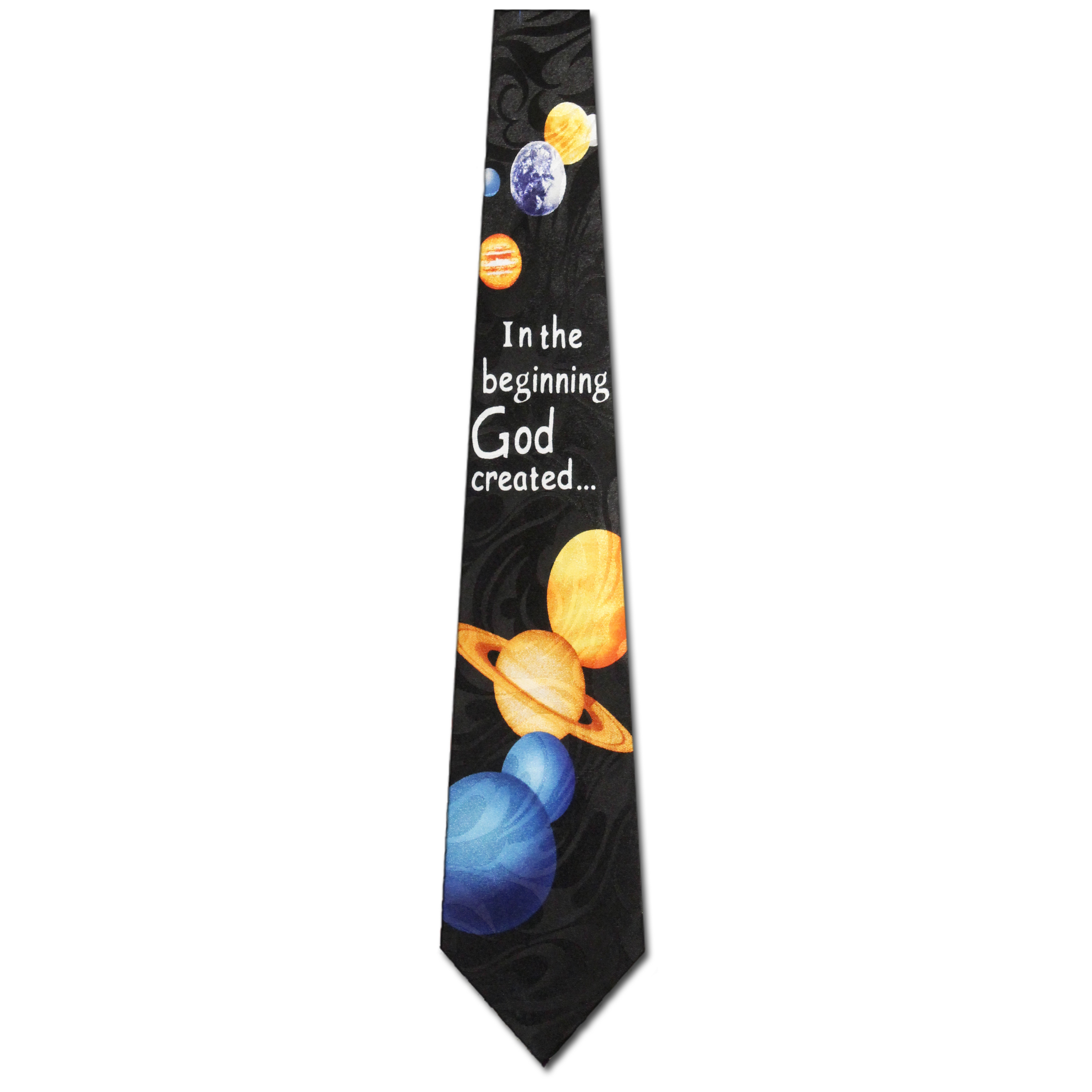 1016-100: In the Beginning Ties God Created Neckties Black by Steven Harris at Abcties.com