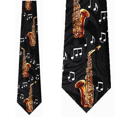 1030-100: Saxophone Ties Music Notes Neckties by Steven Harris