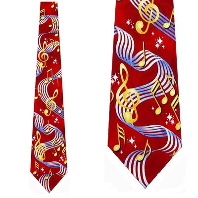 1052-100: Music Notes Ties Bright Red Musical Neckties by Steven Harris