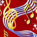 1052-100: Music Notes Ties Bright Red Musical Neckties by Steven Harris