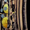 1060-100: Giant Saxophone Ties Black Sax Necktie by Steven Harris