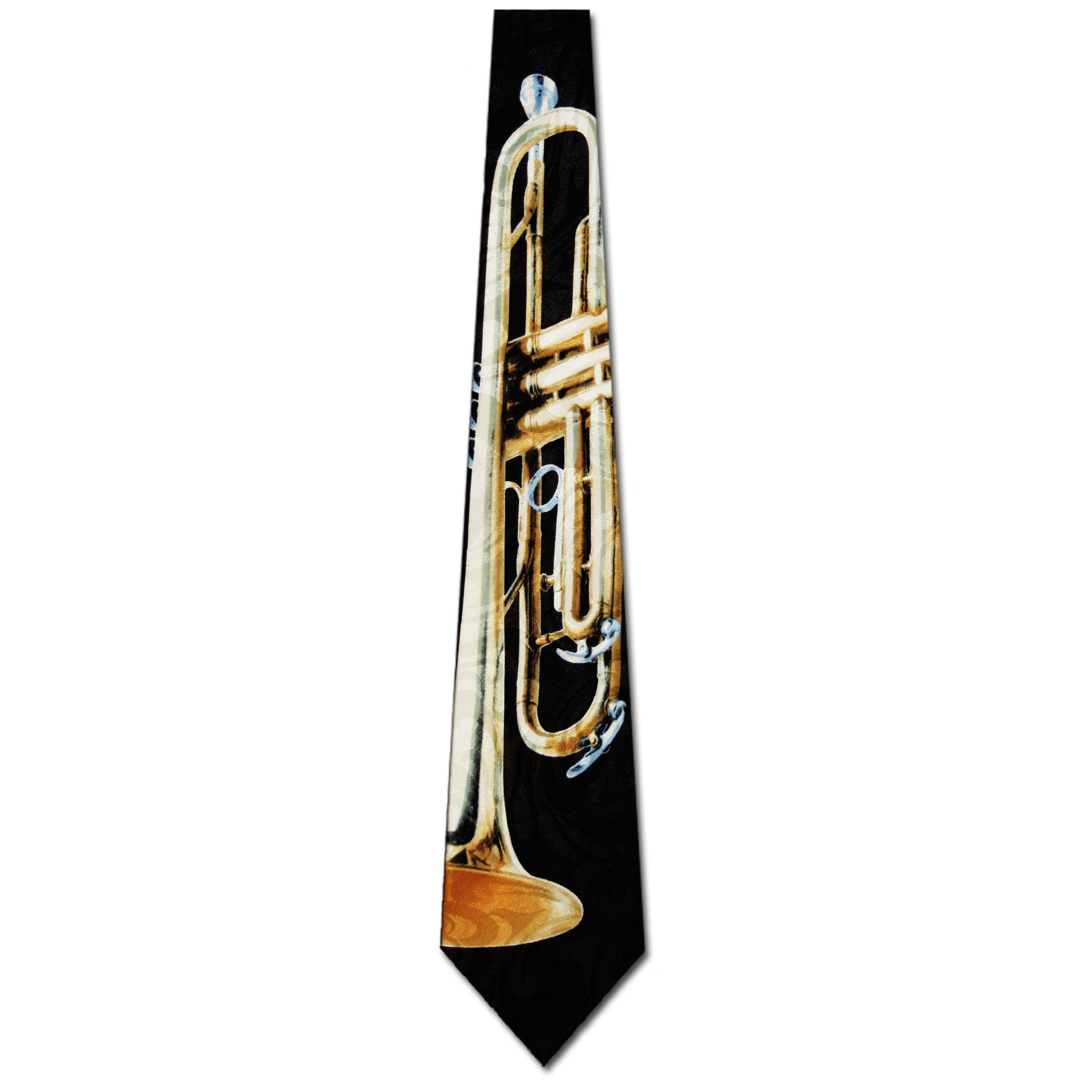 1061-100: Giant Trumpet Ties Black Music Brass Horn Necktie by Steven Harris at Abcties.com