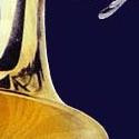 1061-102: Giant Trumpet Ties Navy Music Brass Horn Necktie by Steven Harris