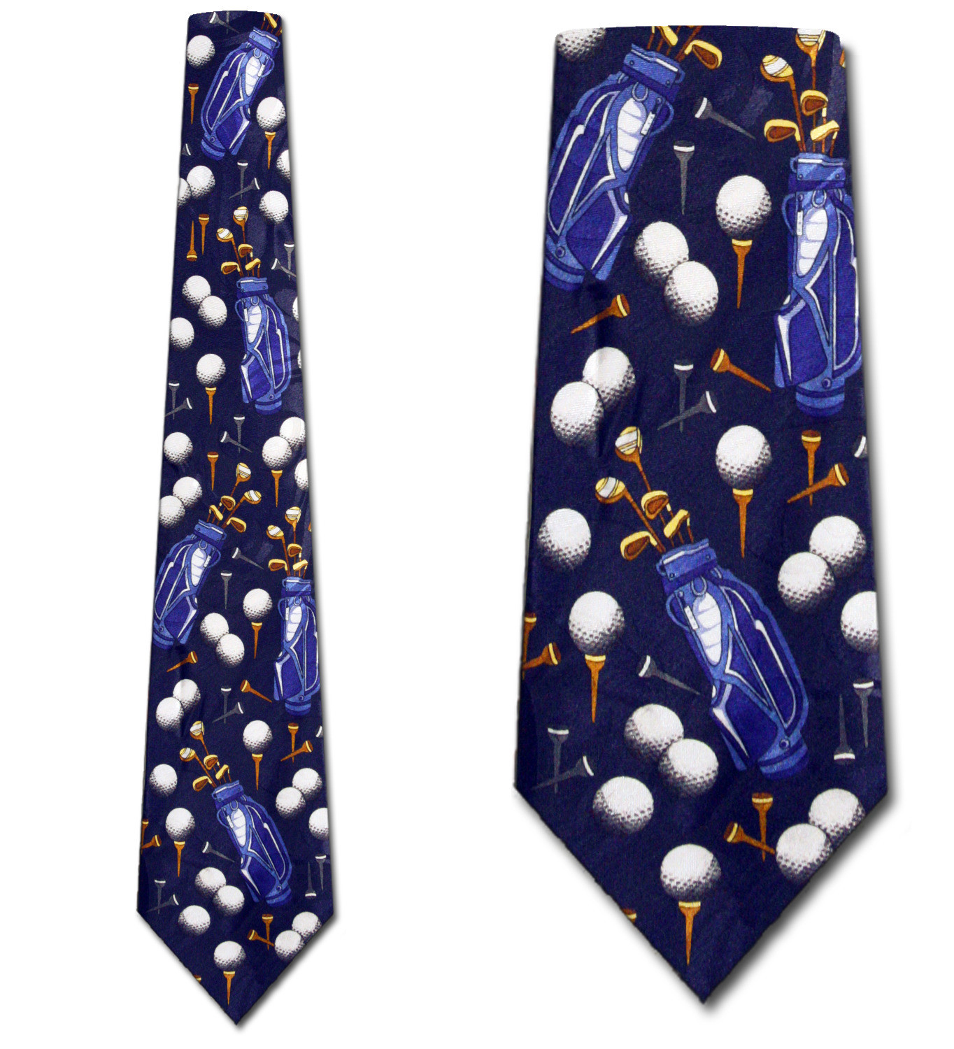 1068-102: Golf Bag Ties Golf Balls Necktie Navy by Steven Harris