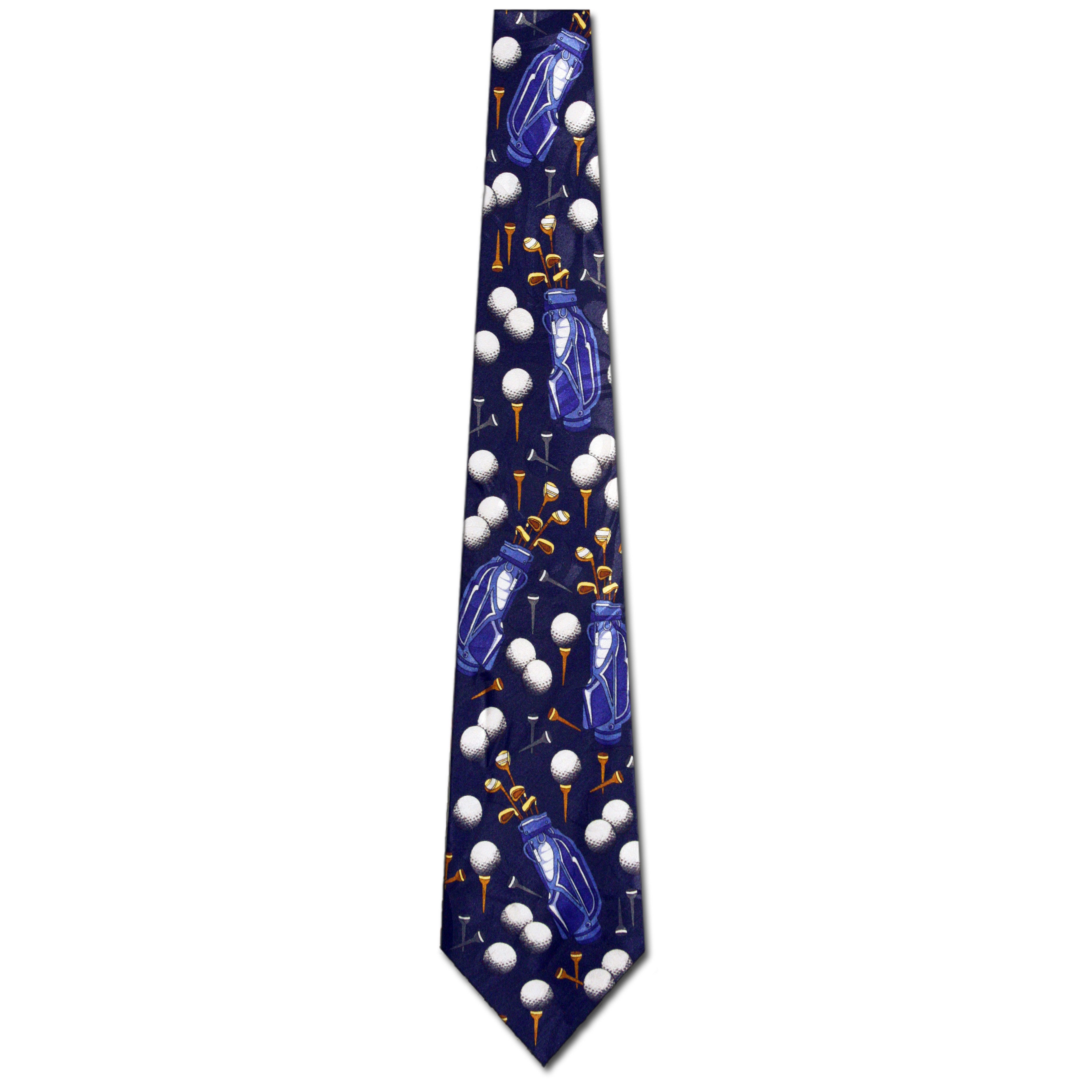 1068-102: Golf Bag Ties Golf Balls Necktie Navy by Steven Harris at Abcties.com