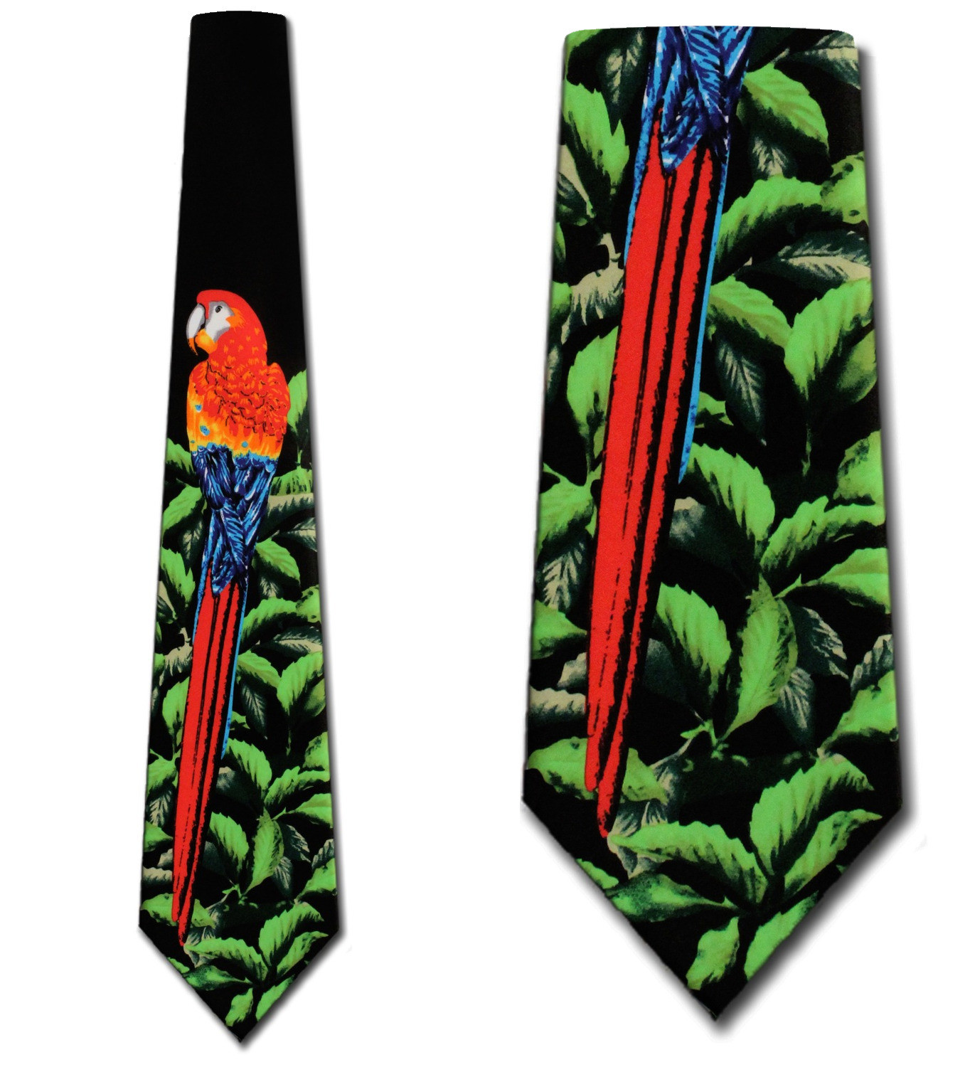 1076-100: Parrot Ties Bird Macaw Neckties Black by Steven Harris