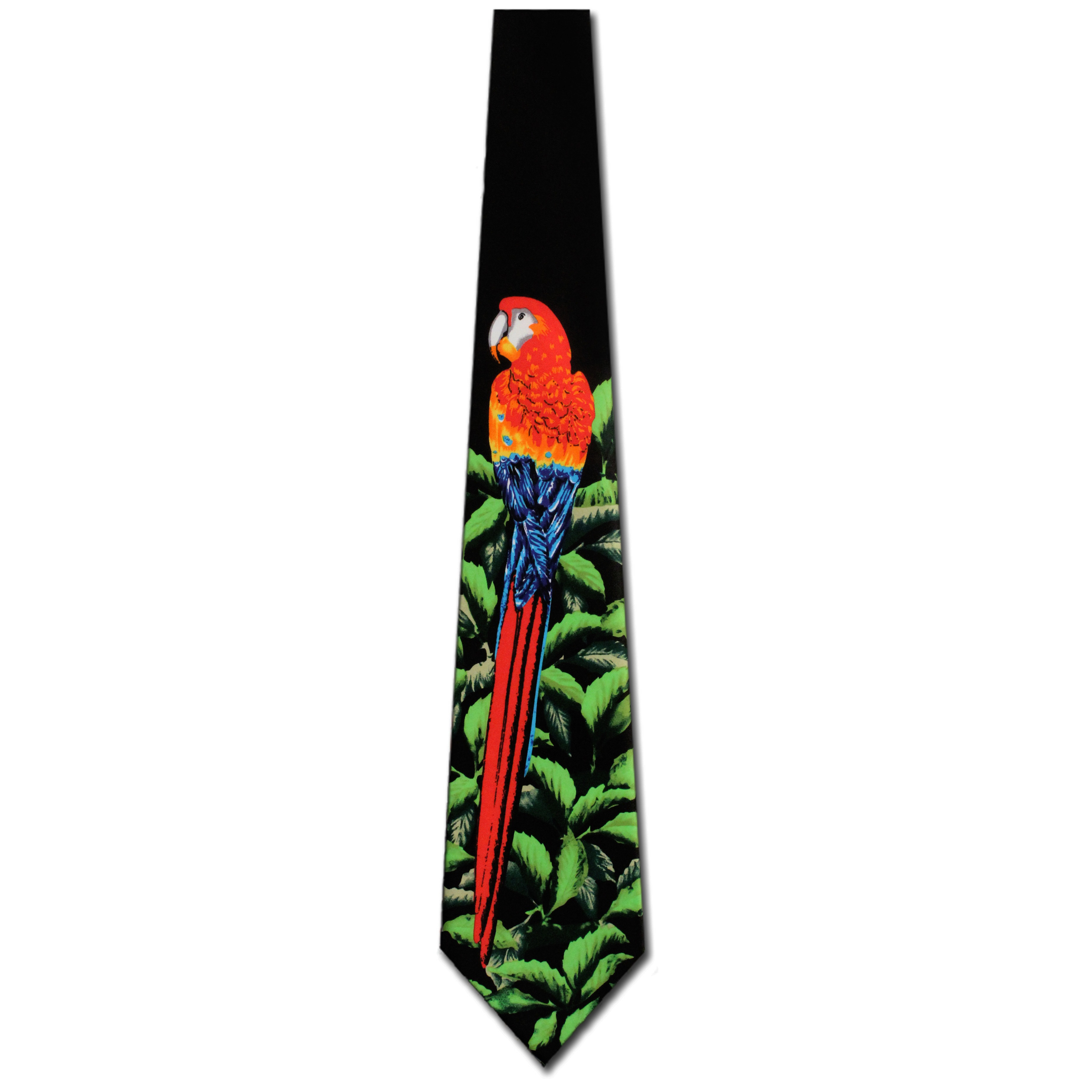 1076-100: Parrot Ties Bird Macaw Neckties Black by Steven Harris at Abcties.com