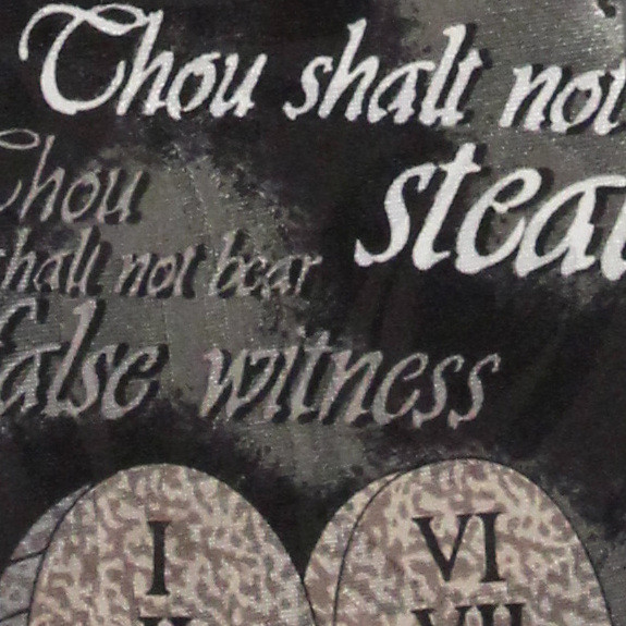 1085-100: Ten Commandments Tie Moses Tablets Religious Neckties Black by Steven Harris