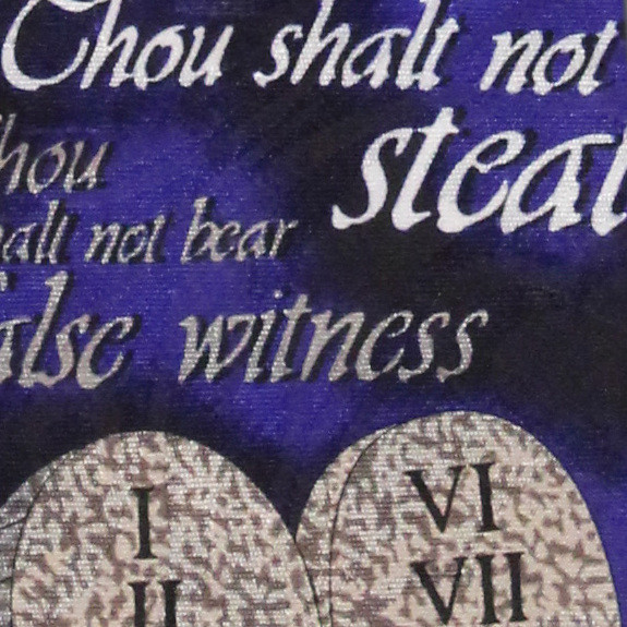 1085-102: Ten Commandments Tie Moses Tablets Religious Neckties Blue by Steven Harris