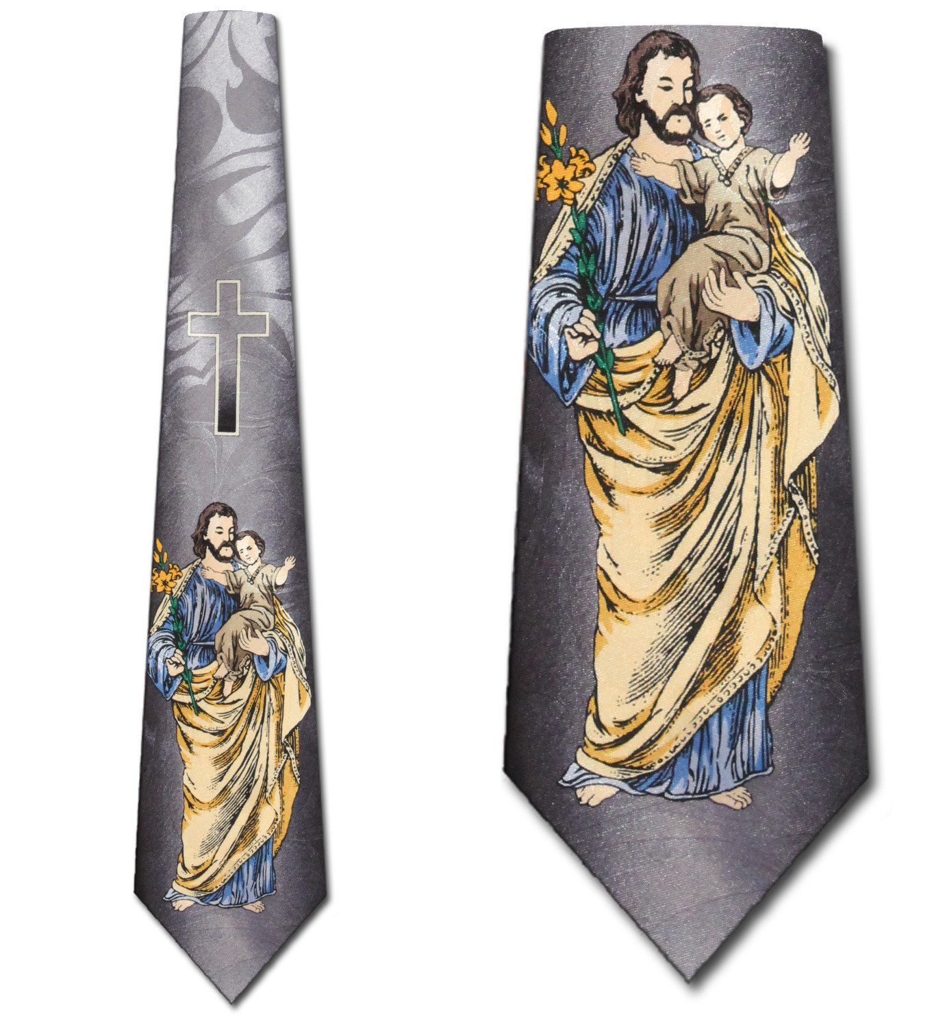 1091-100: St Anthony Ties Baby Jesus Neckties Cross Black by Steven Harris at Abcties.com