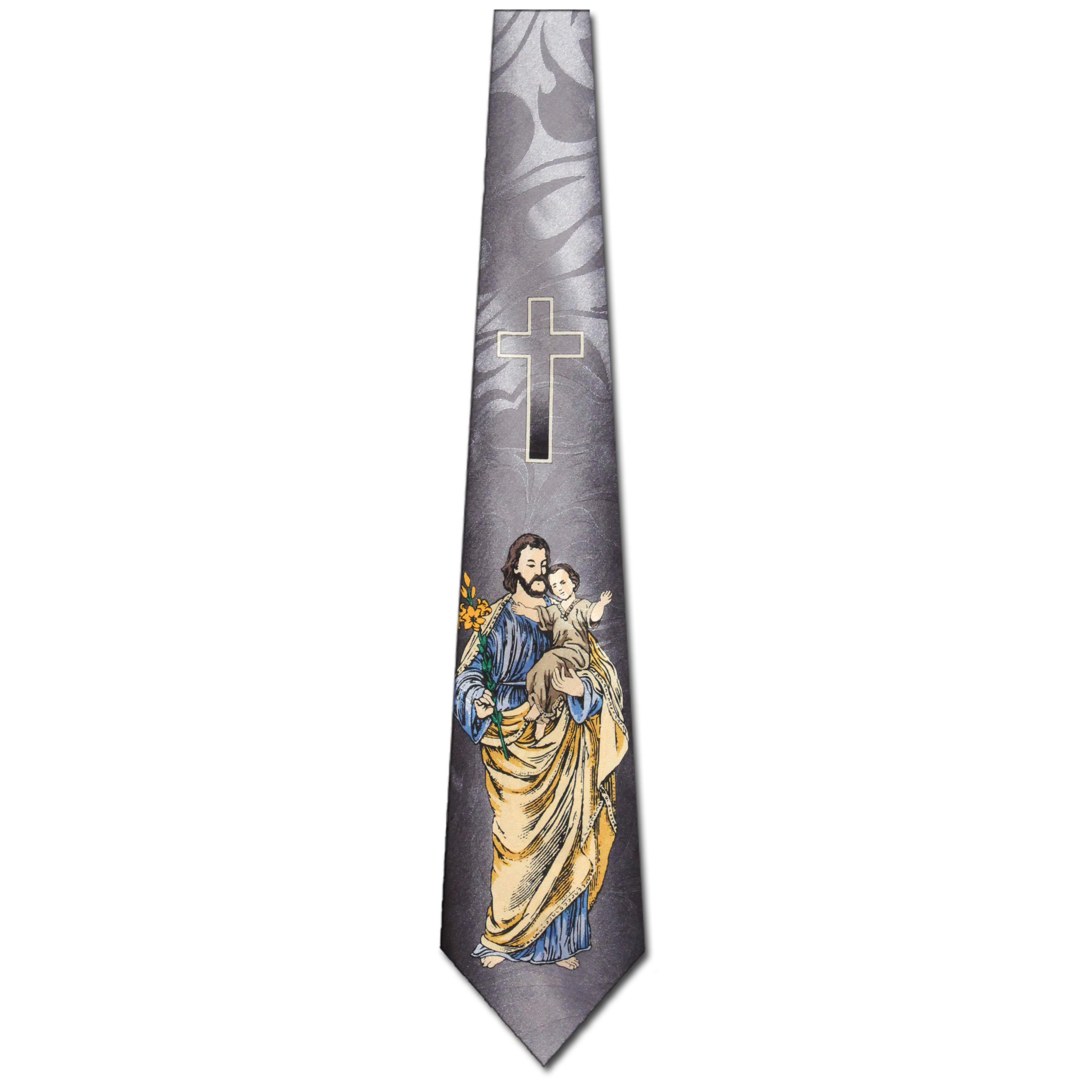 1091-100: St Anthony Ties Baby Jesus Neckties Cross Black by Steven Harris at Abcties.com
