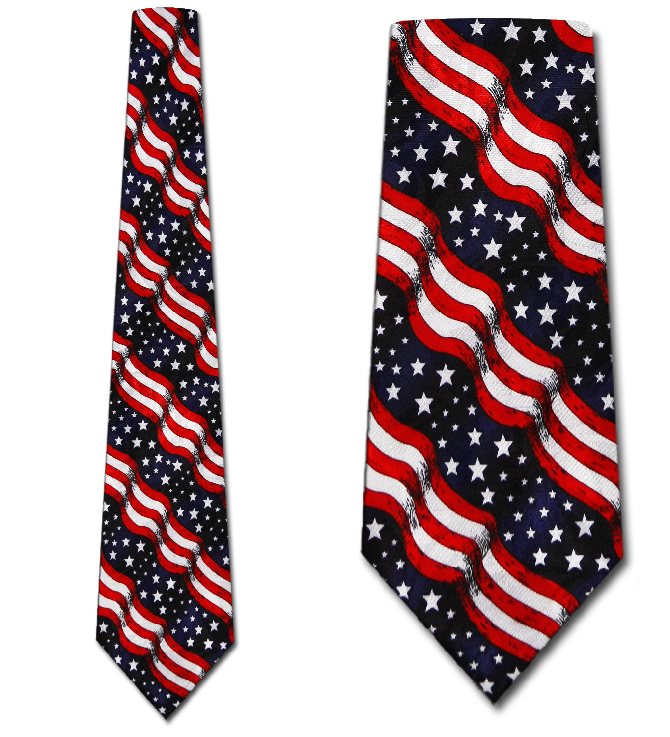 1103-100: Waving Stars Stripes Tie Patriotic Flag Neckties by Steven Harris
