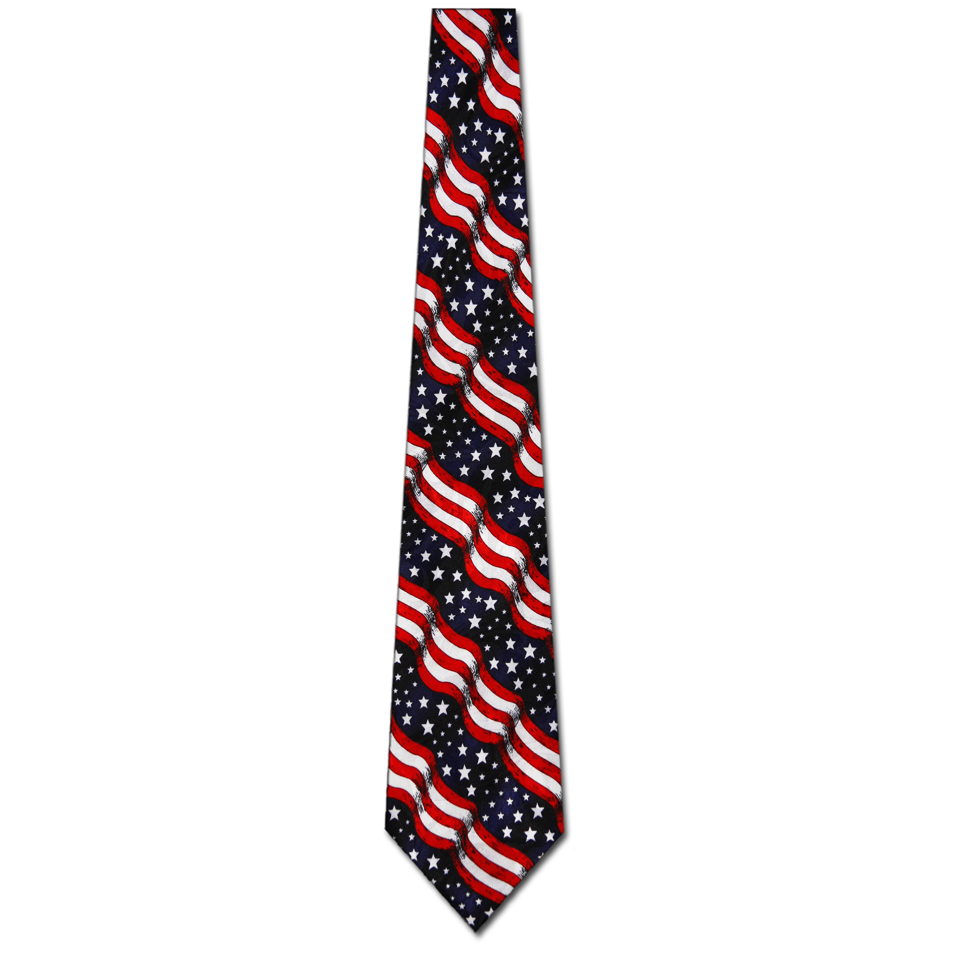1103-100: Waving Stars Stripes Tie Patriotic Flag Neckties by Steven Harris at Abcties.com