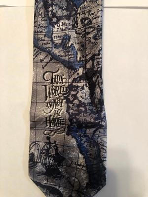 1106-100: This World is not my Home Tie World Map Inspirational Neckties Black by Steven Harris