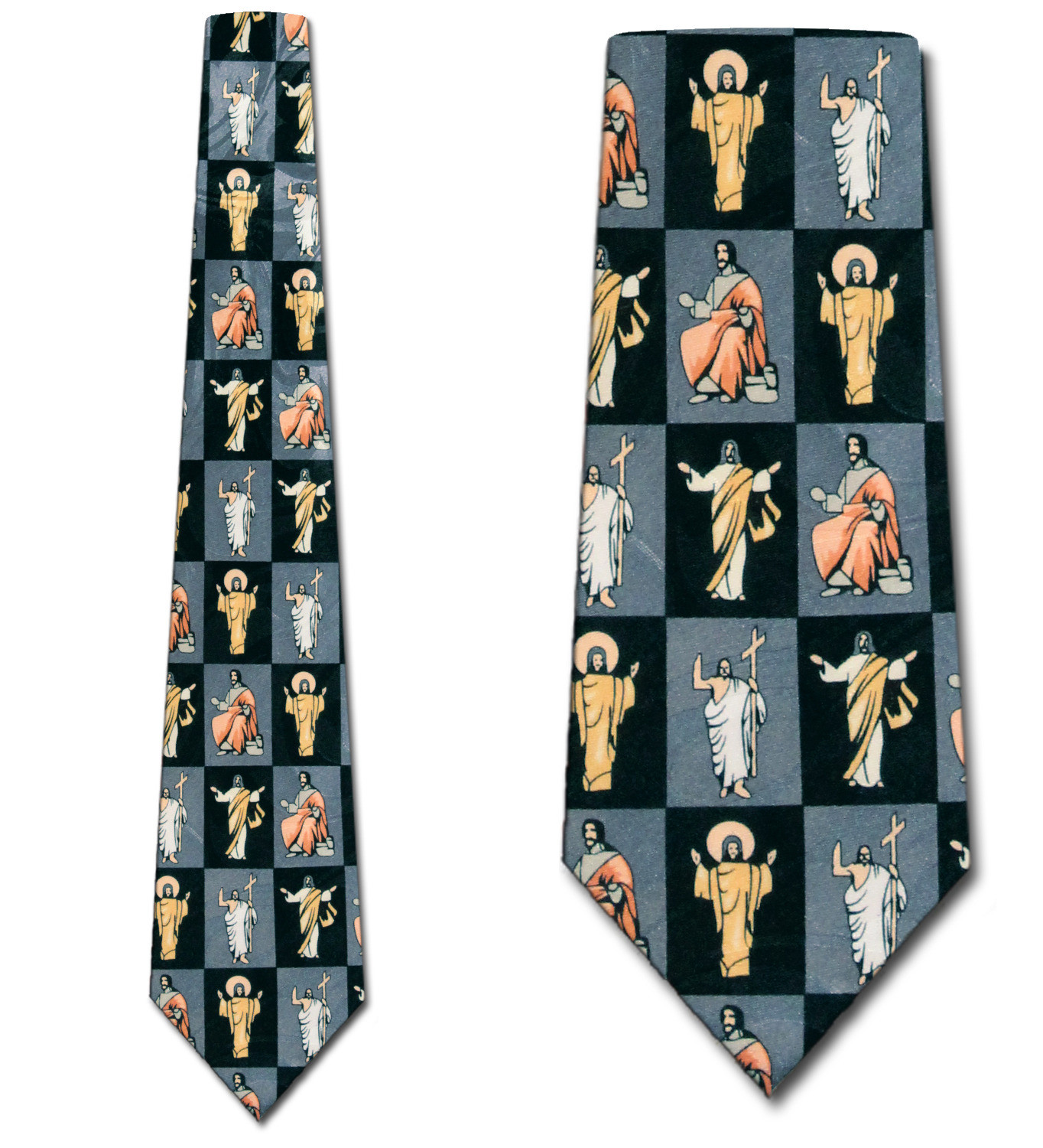 1134-100: Iconic Jesus Ties Faith Religious Neckties Black by Steven Harris at Abcties.com
