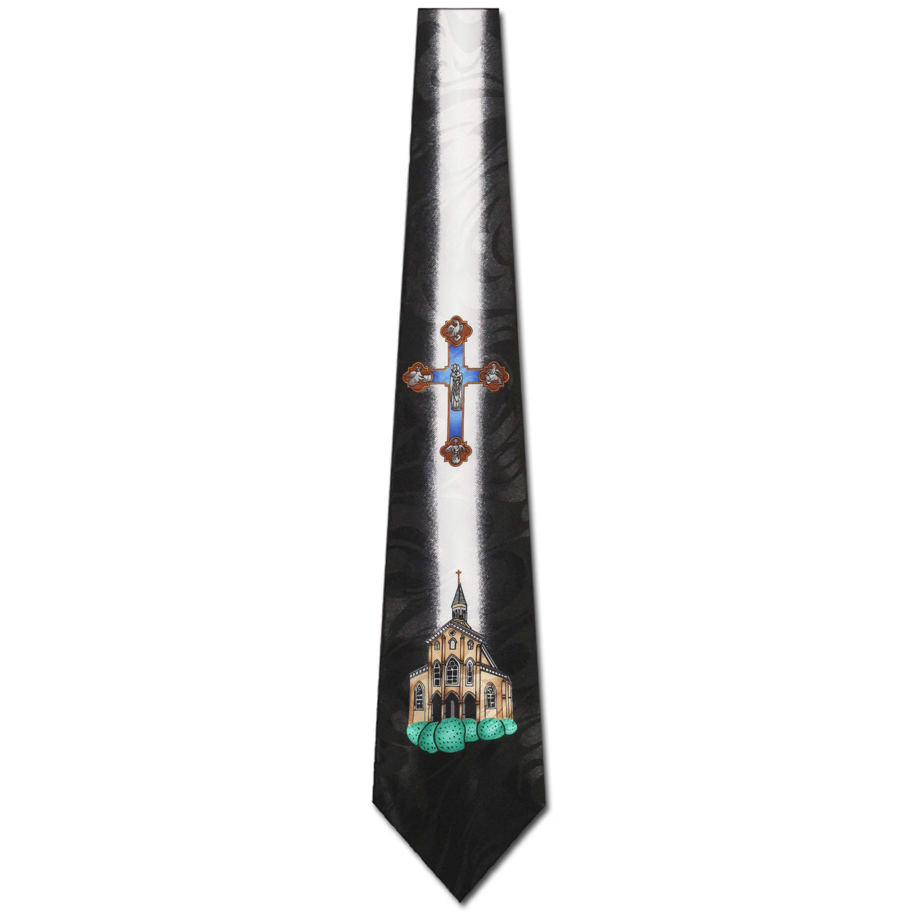 1137-100: Church Beaming Cross Ties Inspirational Neckties Black by Steven Harris at Abcties.com
