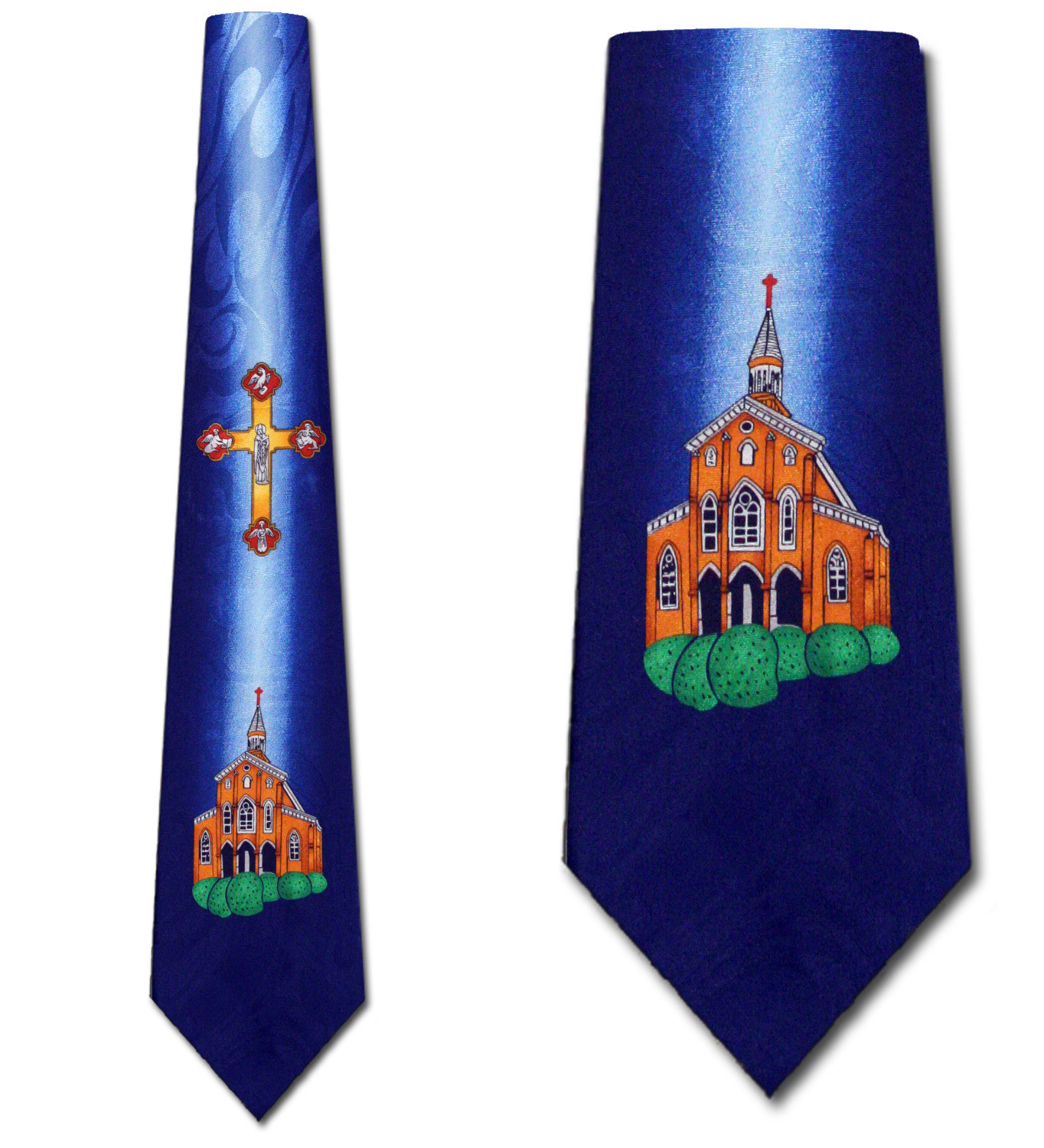 1137-102: Church Beaming Cross Ties Inspirational Neckties Navy by Steven Harris at Abcties.com