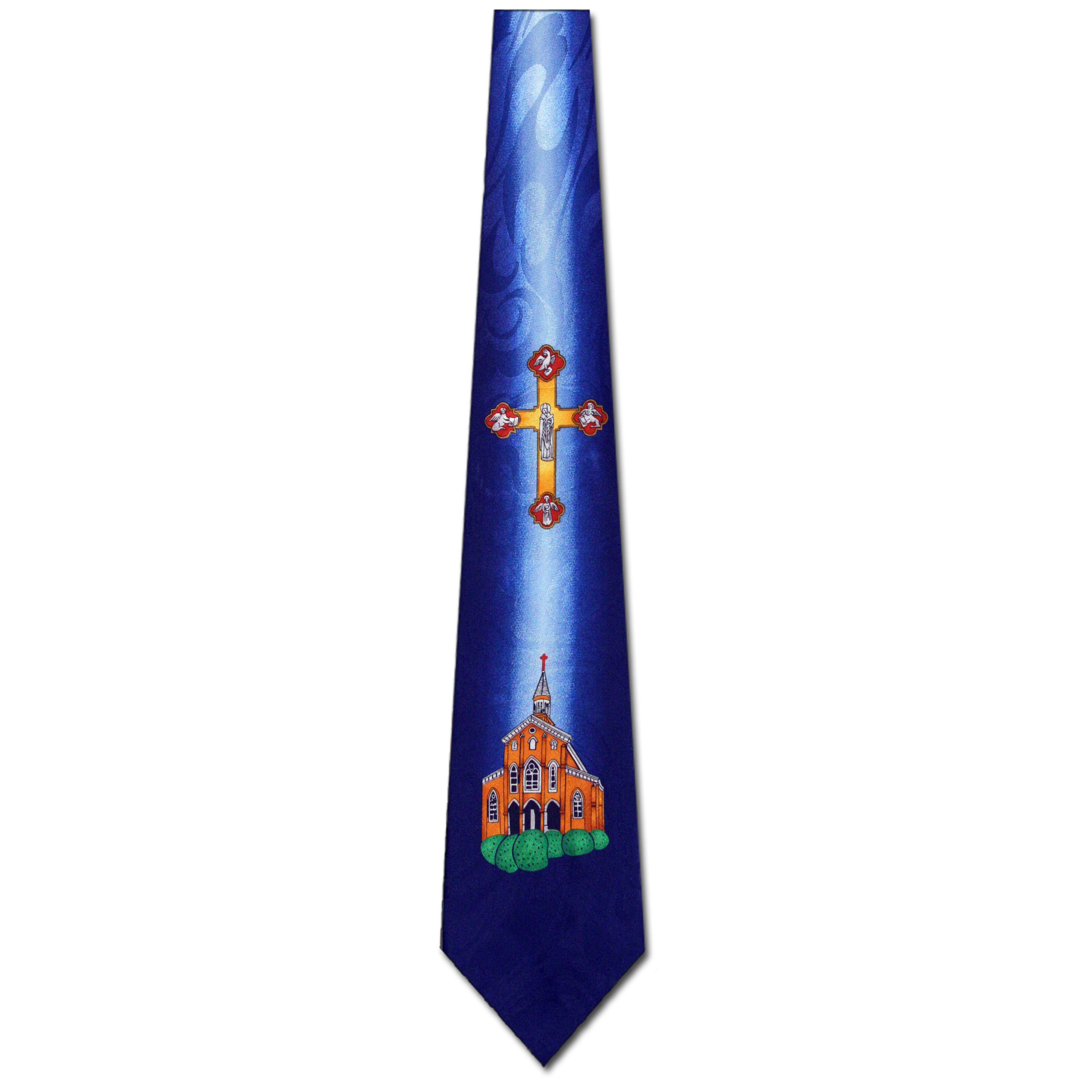 1137-102: Church Beaming Cross Ties Inspirational Neckties Navy by Steven Harris at Abcties.com