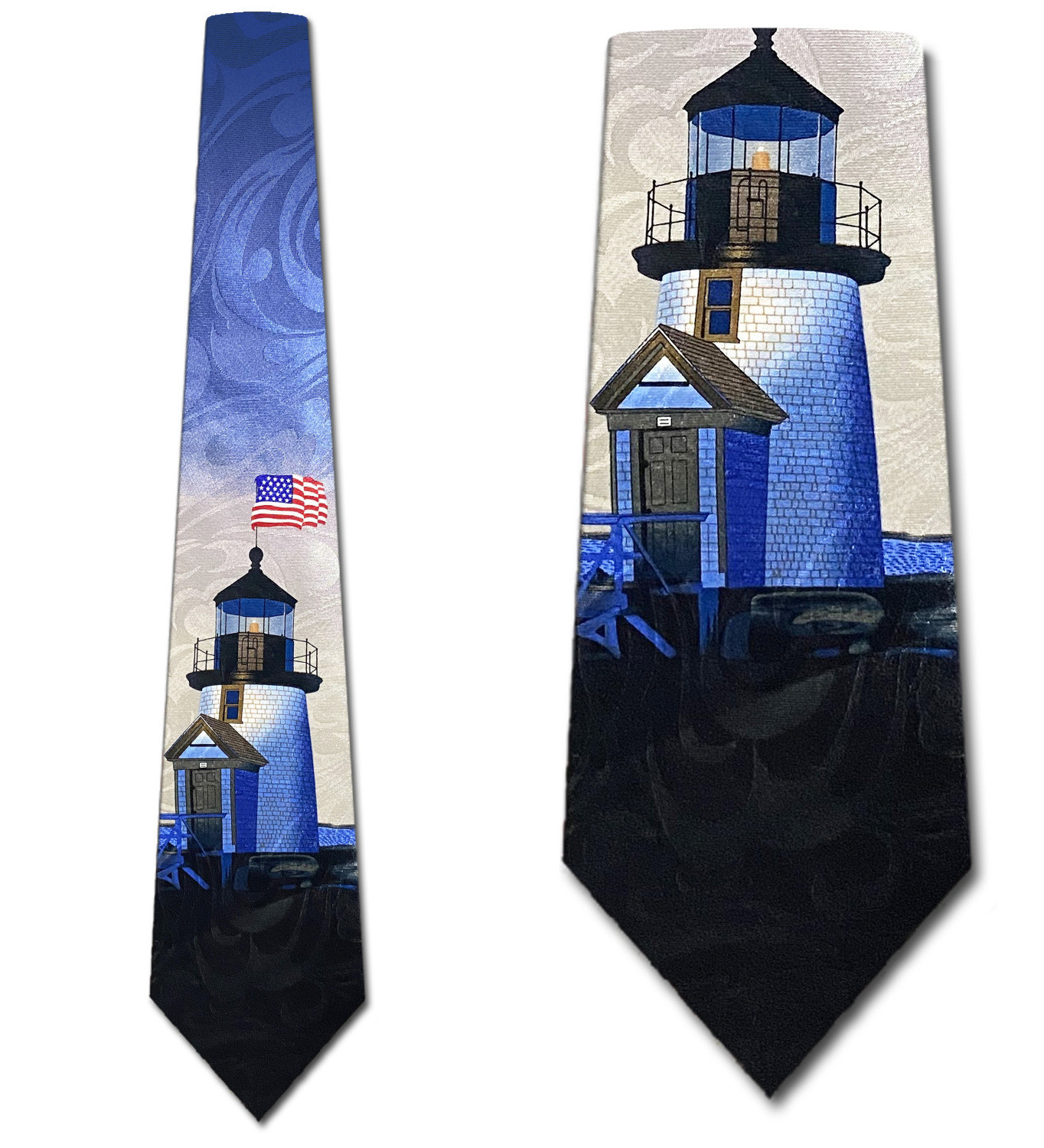 1141-102: Lighthouse Flag Ties Inspirational Neckties Navy by Steven Harris
