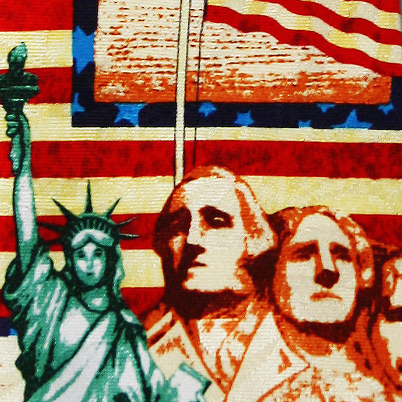 1142-100: Monuments Ties with US Flag Neckties by Steven Harris