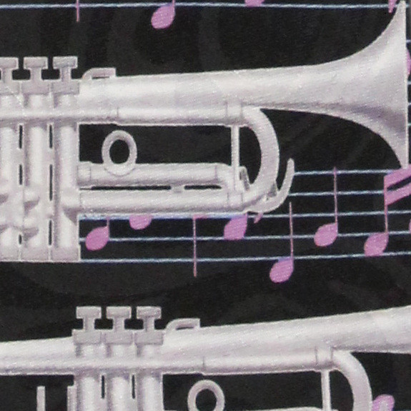 1159-100: Stacked Trumpets Tie Music Notes Neckties Black by Steven Harris at Abcties.com
