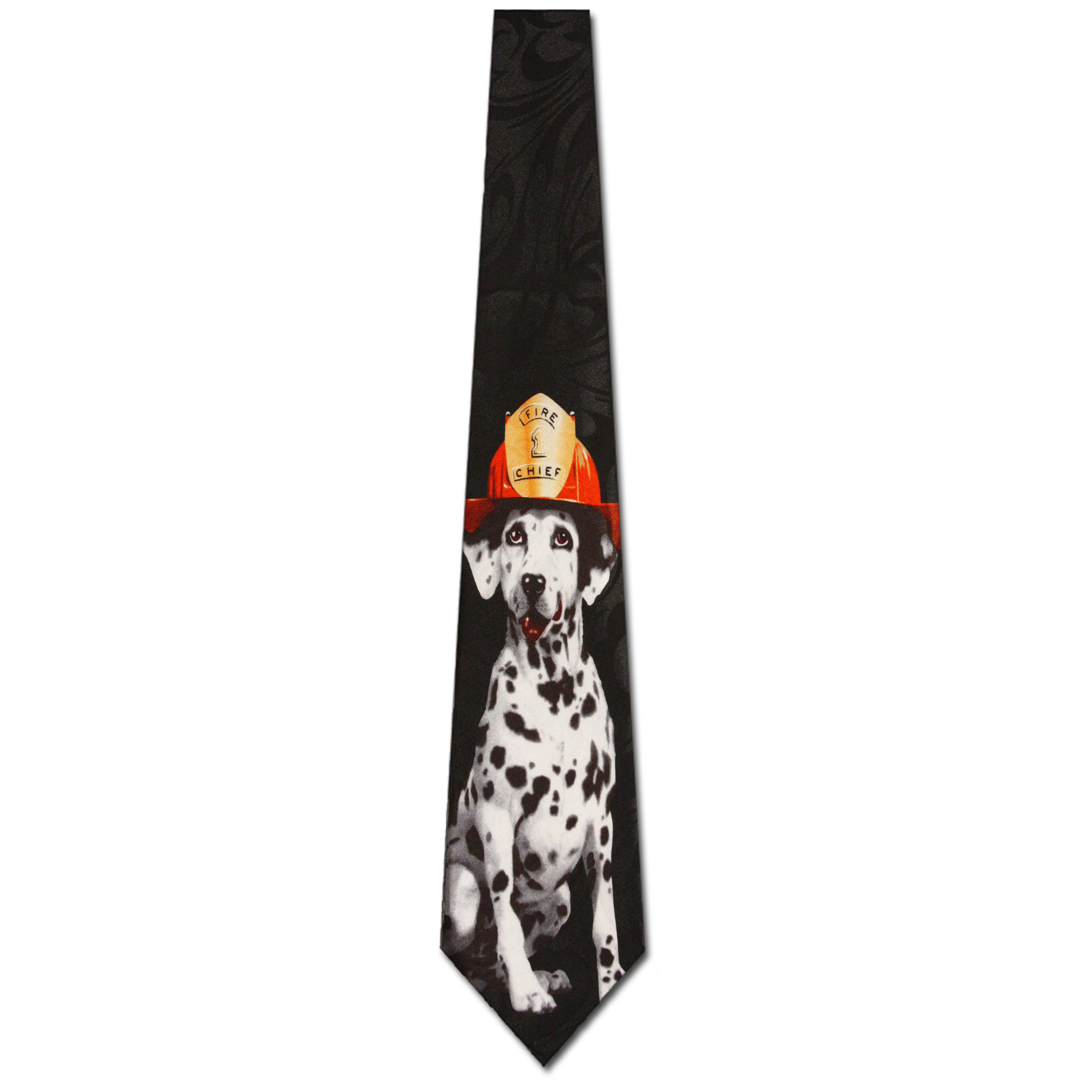 1171-100: Dalmation Ties Fireman Neckties Black by Steven Harris at Abcties.com