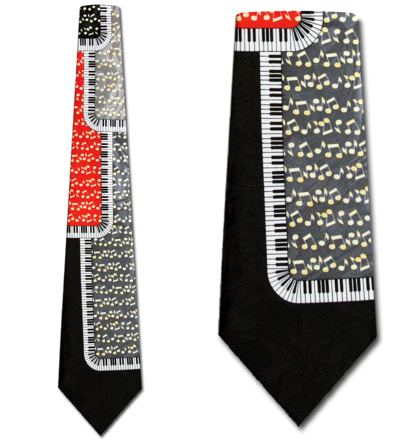 1185-100: Piano Neckties Notes Keys Keyboard Ties Black by Steven Harris at Abcties.com
