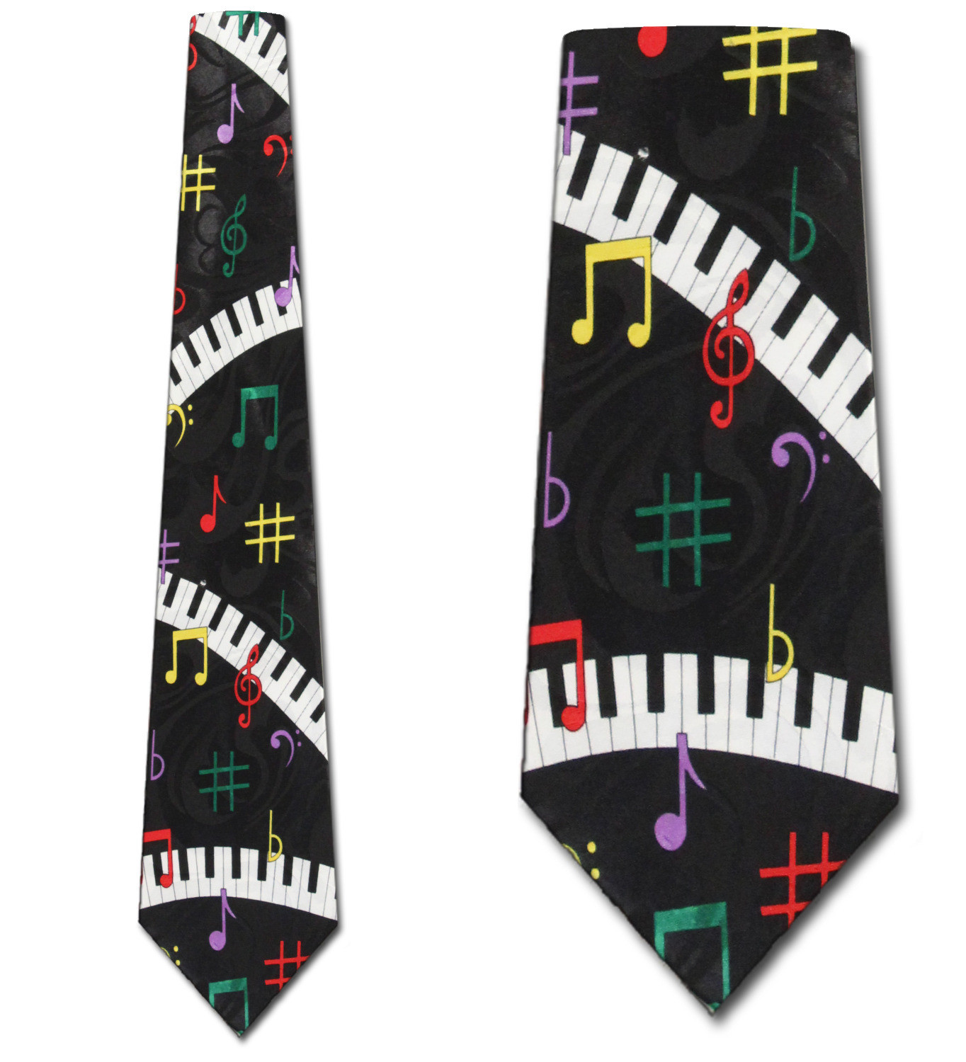 1187-100: Music Notes Tie Keyboards Neckties Black by Steven Harris at Abcties.com