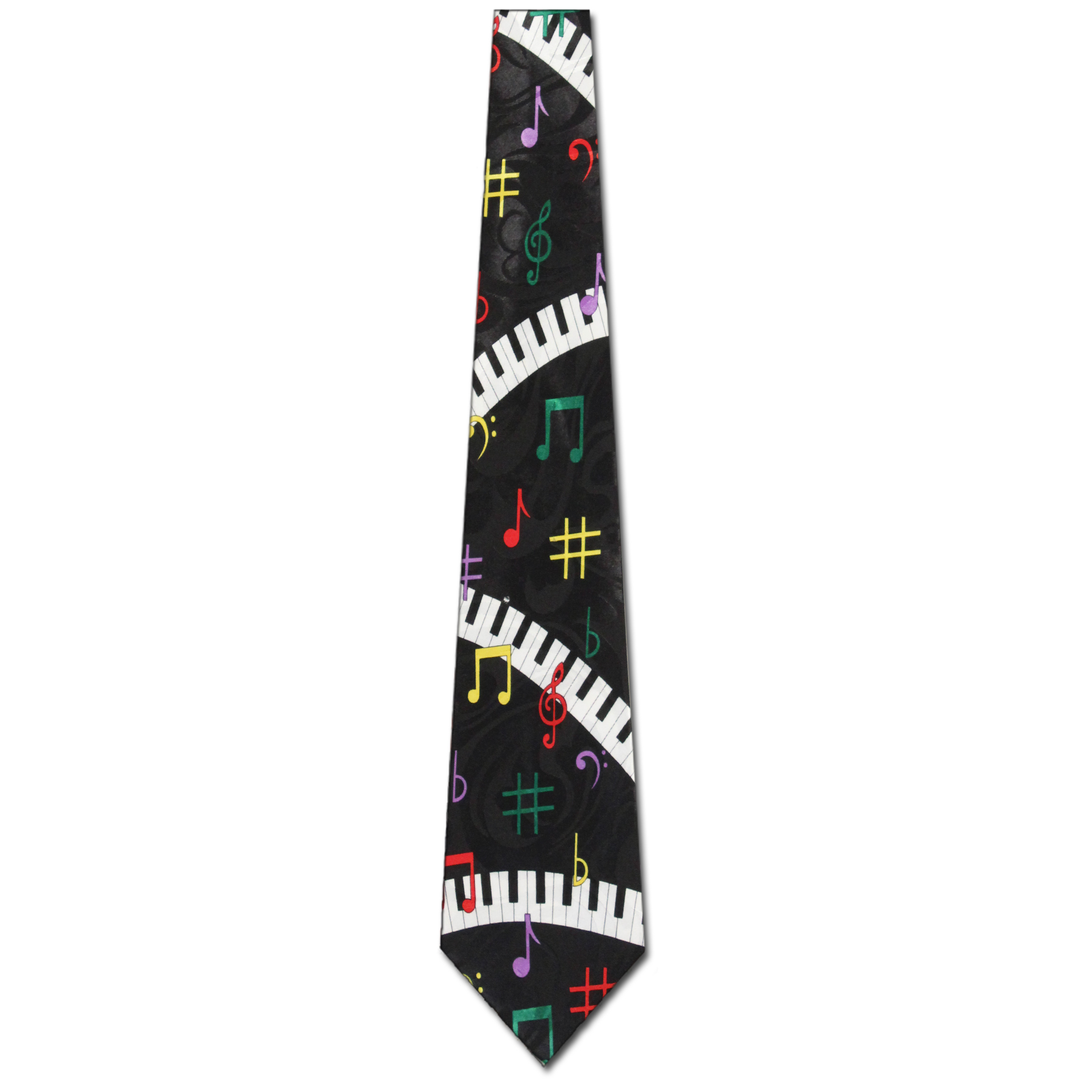 1187-100: Music Notes Tie Keyboards Neckties Black by Steven Harris at Abcties.com