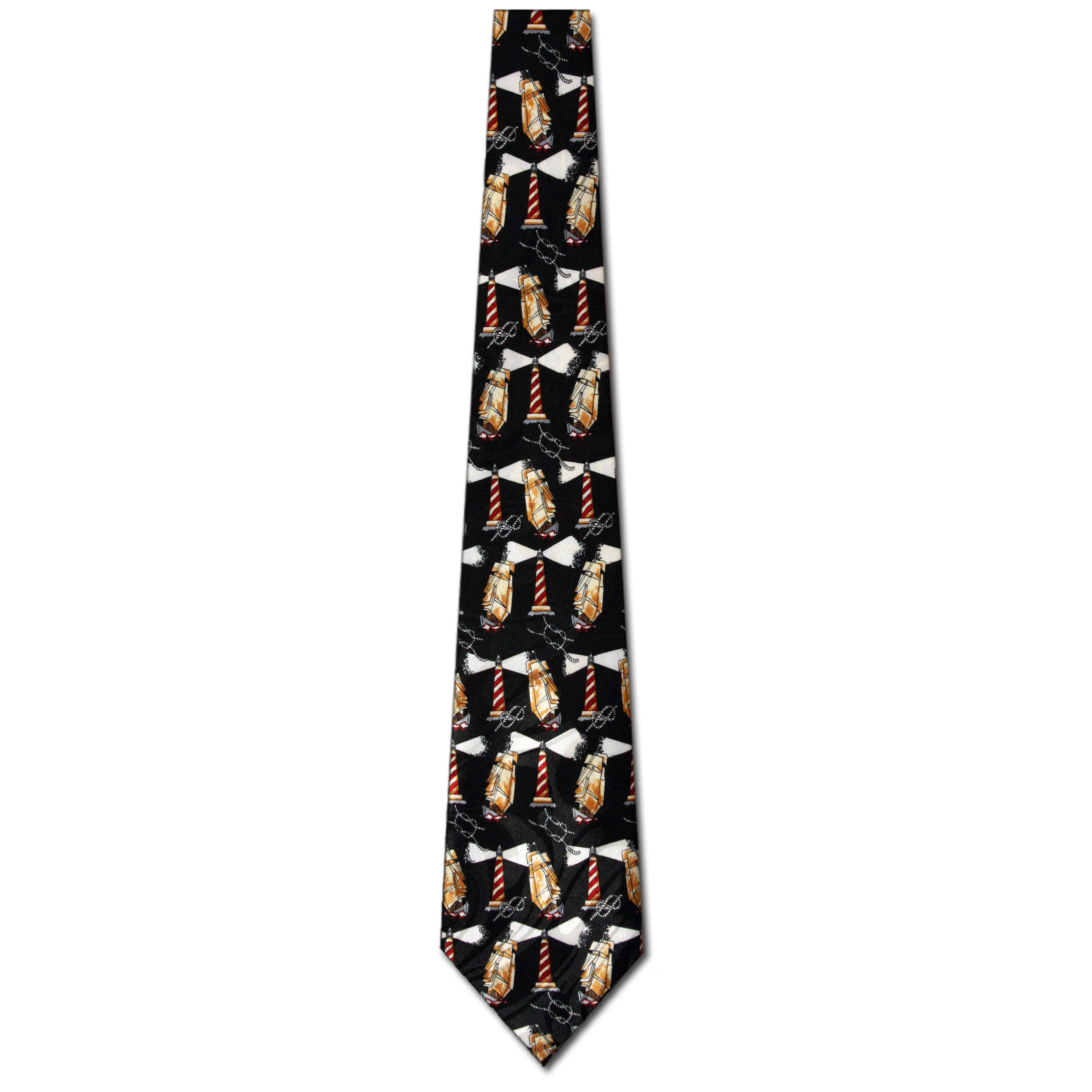 1202-100: Lighthouse Ties Ship Neckties Knots Black by Steven Harris at Abcties.com
