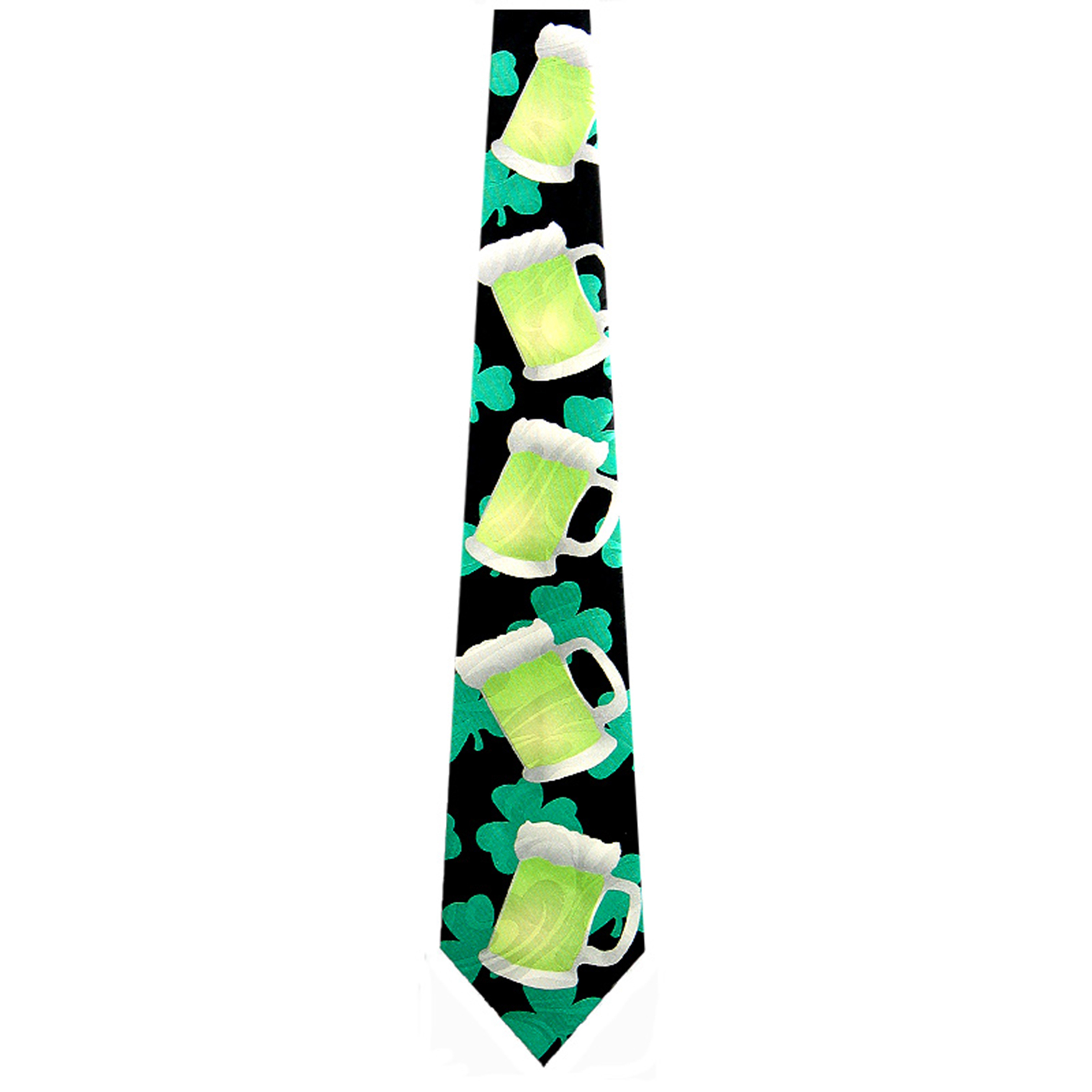 1219-100: Green Beer Ties St Patricks Day Clovers Neckties Black by Steven Harris at Abcties.com