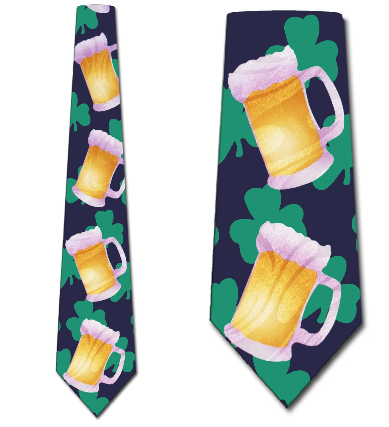 1219-102: Green Beer Ties St Patricks Day Clovers Neckties Navy by Steven Harris