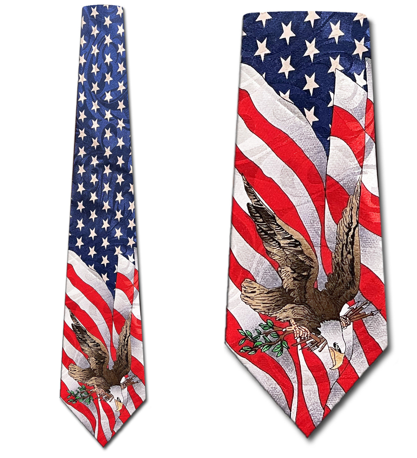1229-100: Waving Flag and Eagle Ties Patriotic Eagles Arrows Necktie by Steven Harris
