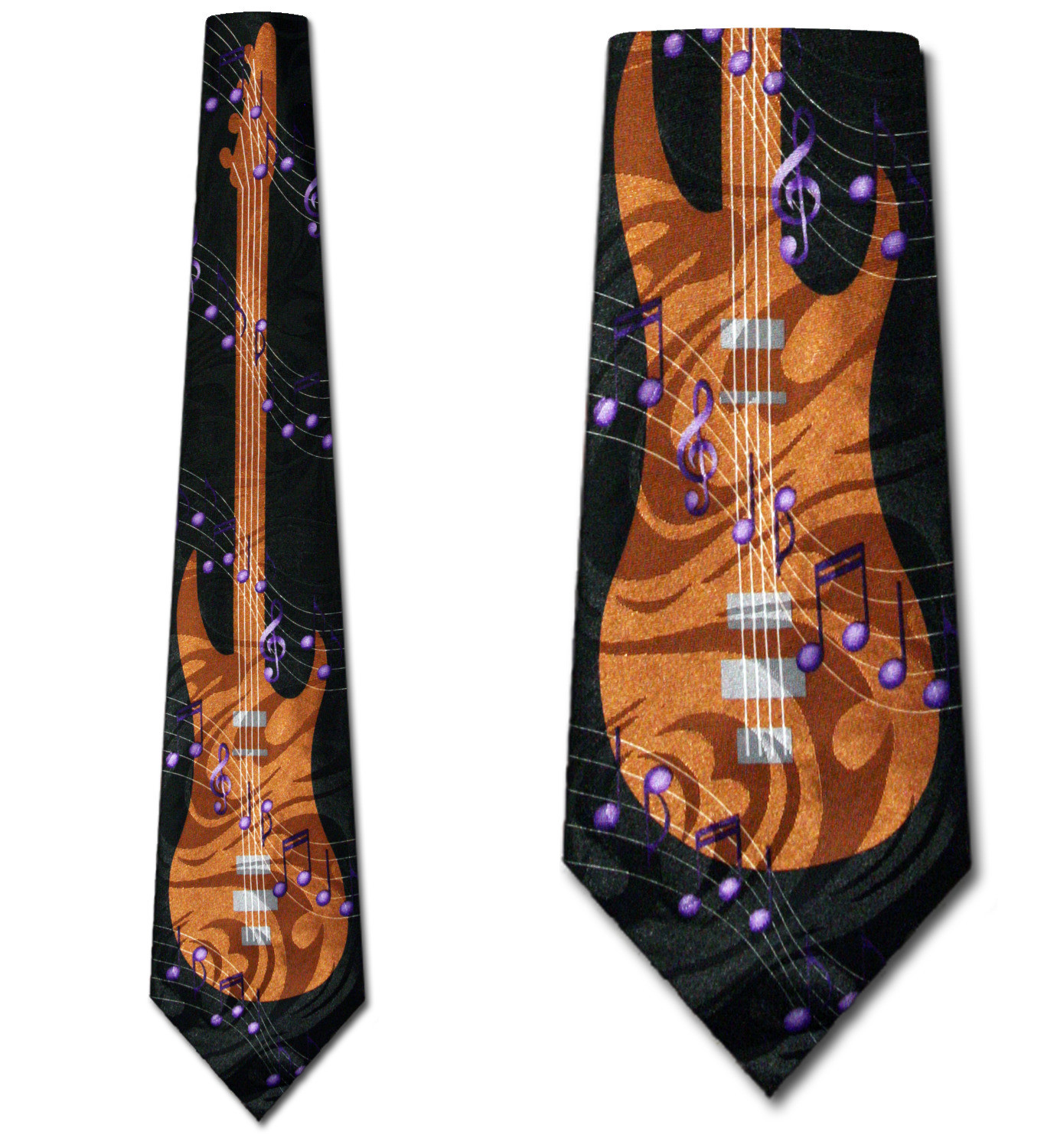 1242-100: Electric Guitar Ties Musical Notes Neckties Black by Steven Harris at Abcties.com