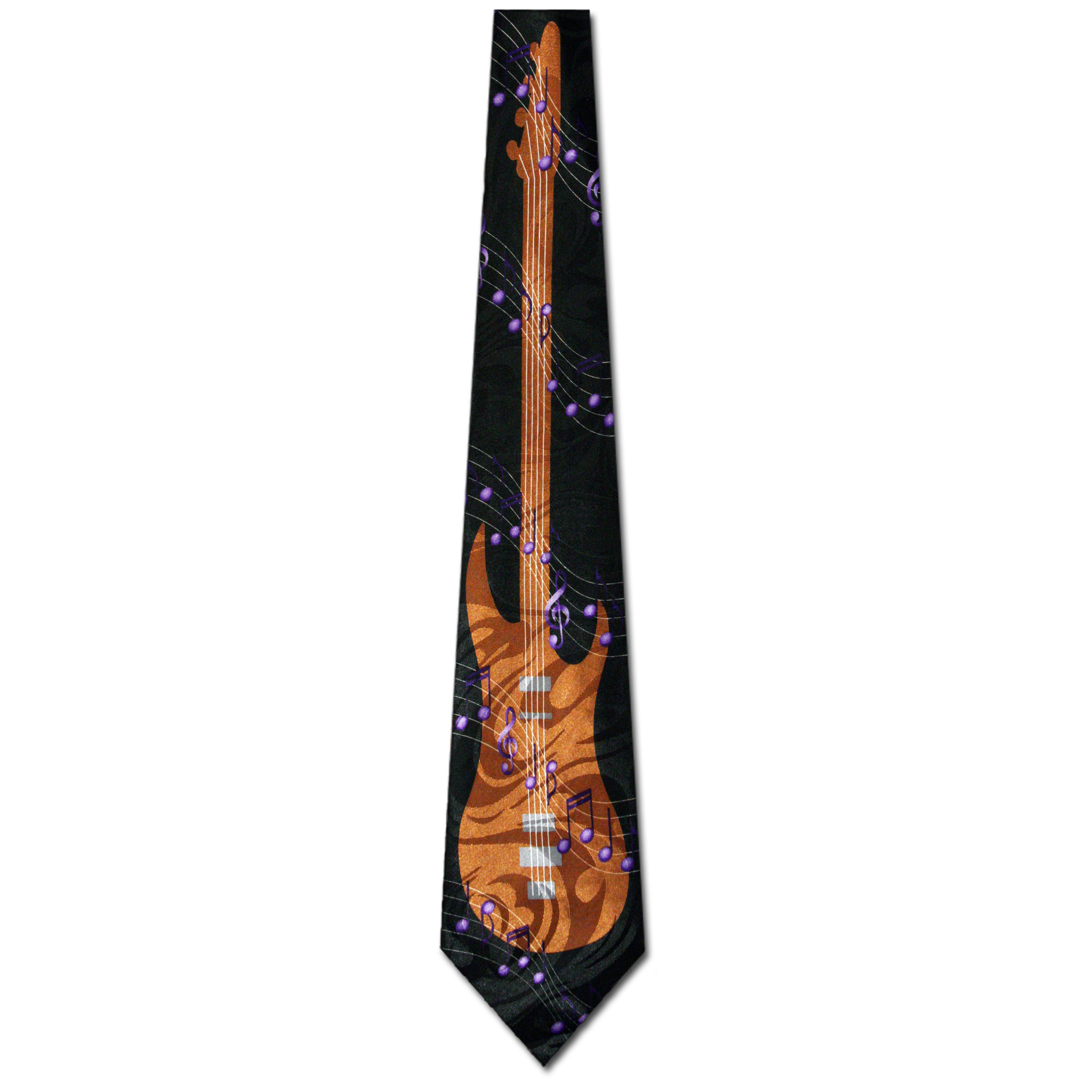1242-100: Electric Guitar Ties Musical Notes Neckties Black by Steven Harris at Abcties.com