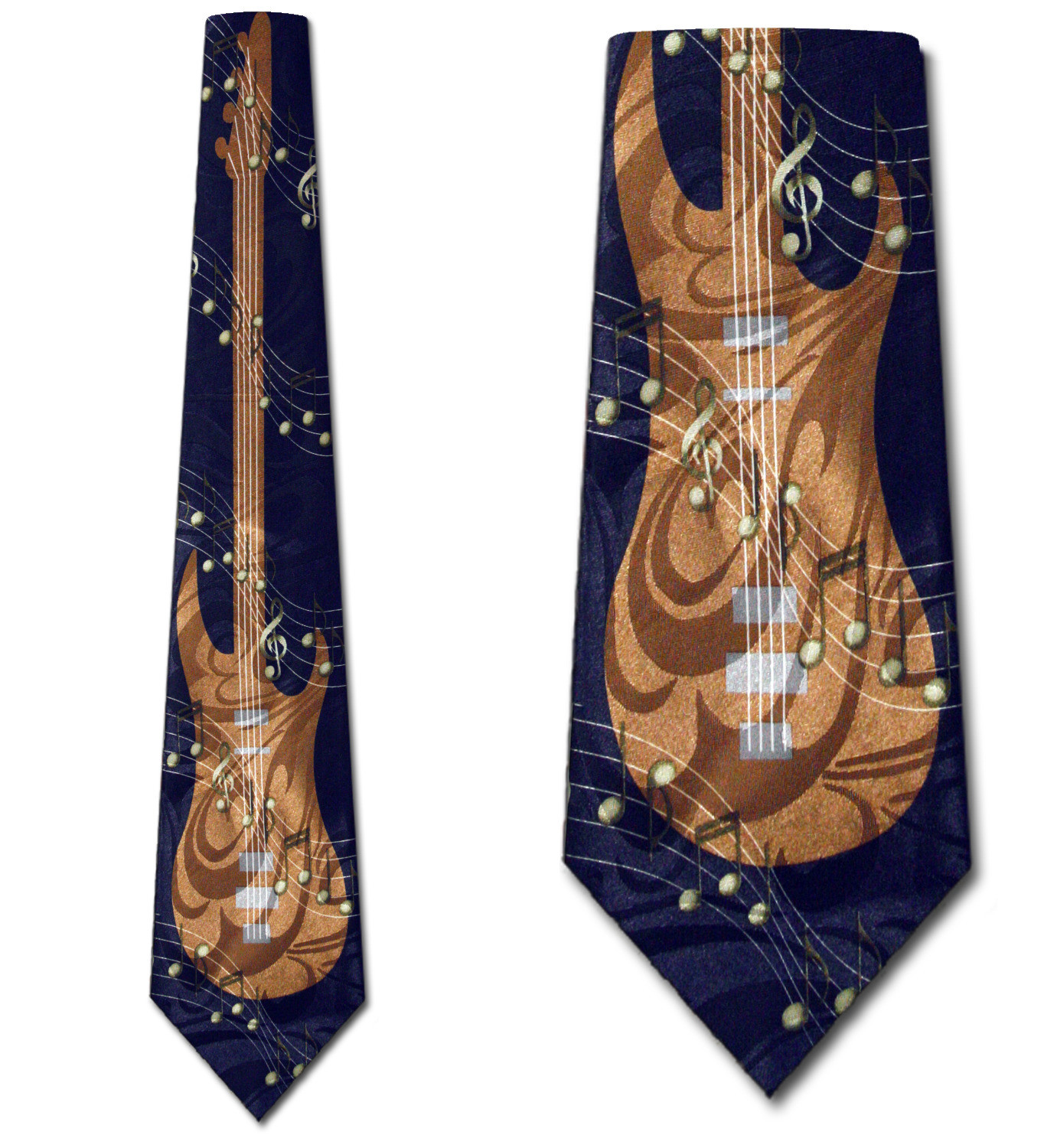 1242-102: Electric Guitar Ties Musical Notes Neckties Navy by Steven Harris at Abcties.com