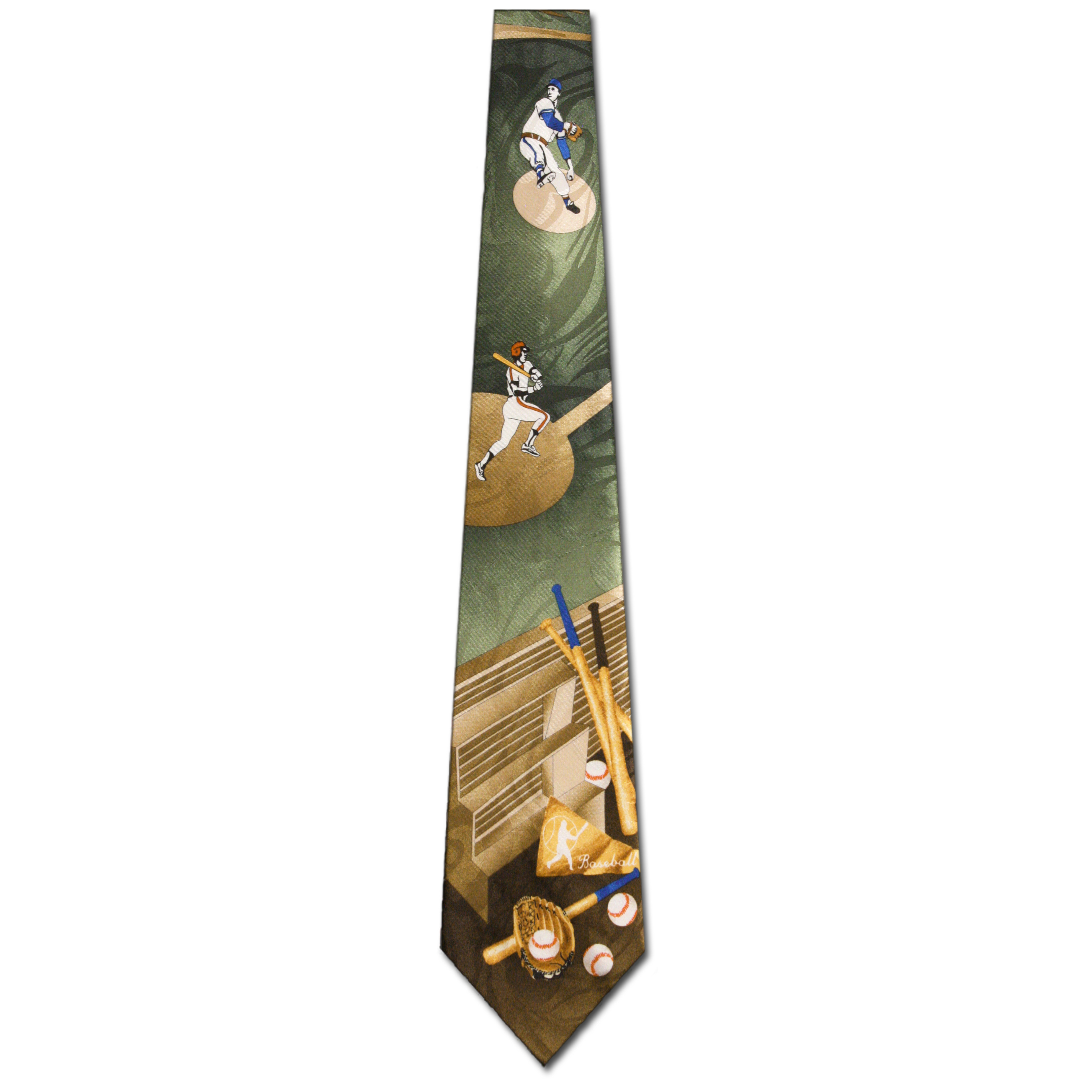 1248-100: Baseball Dugout Ties Bats Balls Neckties Black by Steven Harris at Abcties.com