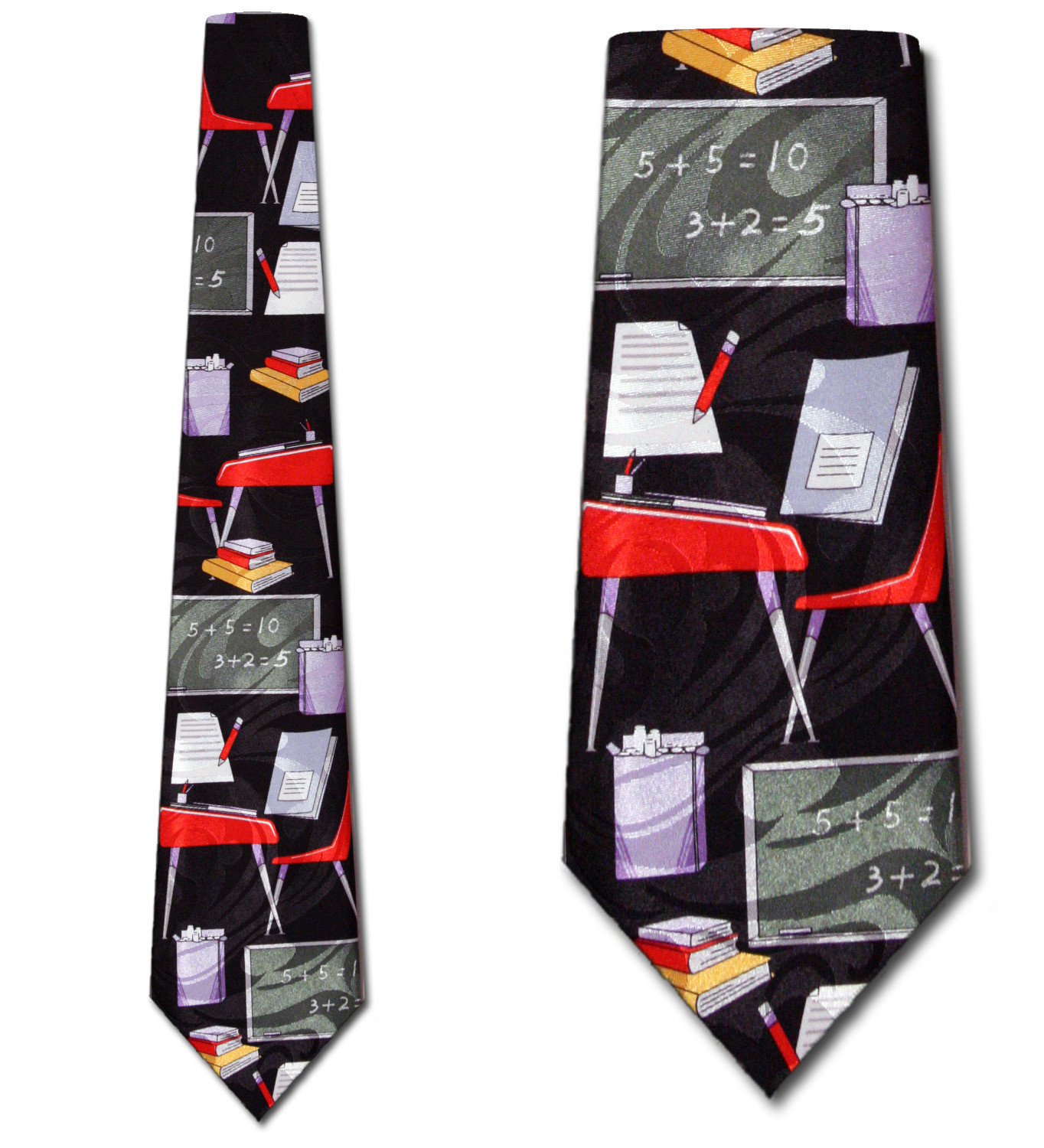 1260-100: Teacher Ties Books Chalkboard Classroom Desks Neckties Black by Steven Harris