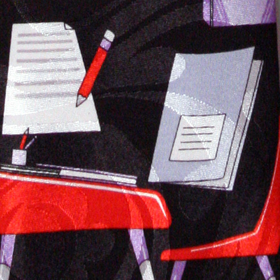 1260-100: Teacher Ties Books Chalkboard Classroom Desks Neckties Black by Steven Harris