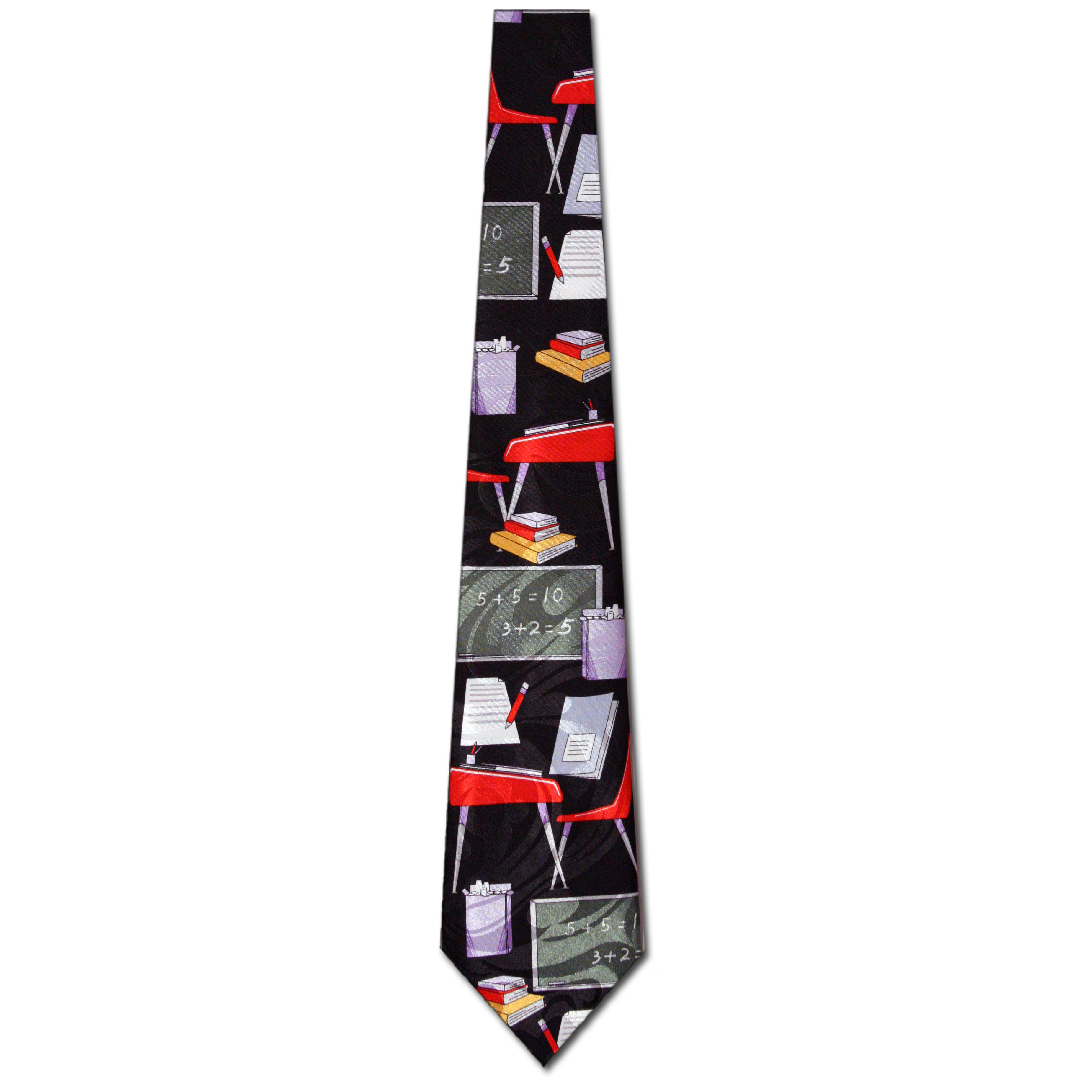 1260-100: Teacher Ties Books Chalkboard Classroom Desks Neckties Black by Steven Harris at Abcties.com