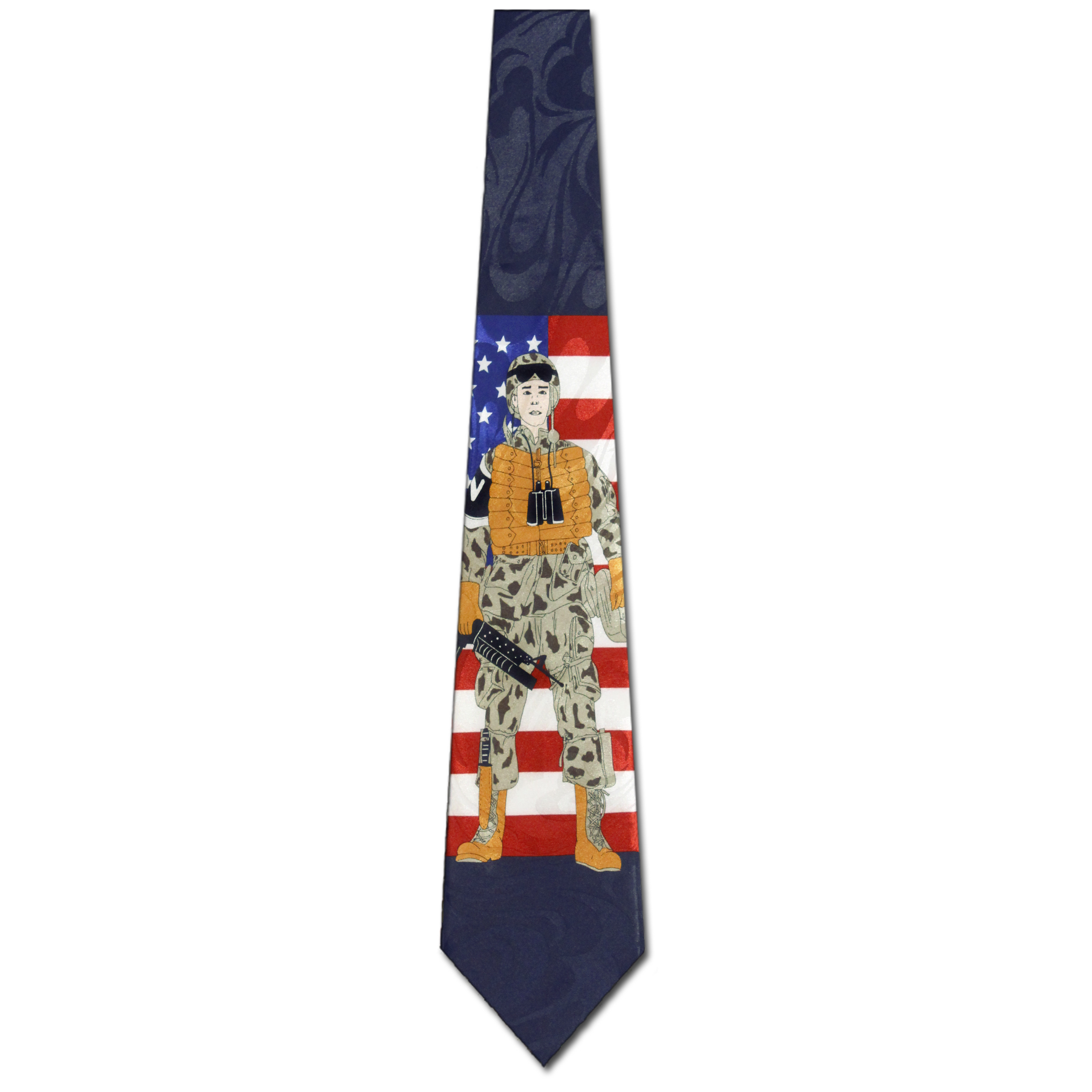 1271-102: Flag and Fatigues Tie Navy Camo Army Soldier Neckties by Steven Harris at Abcties.com