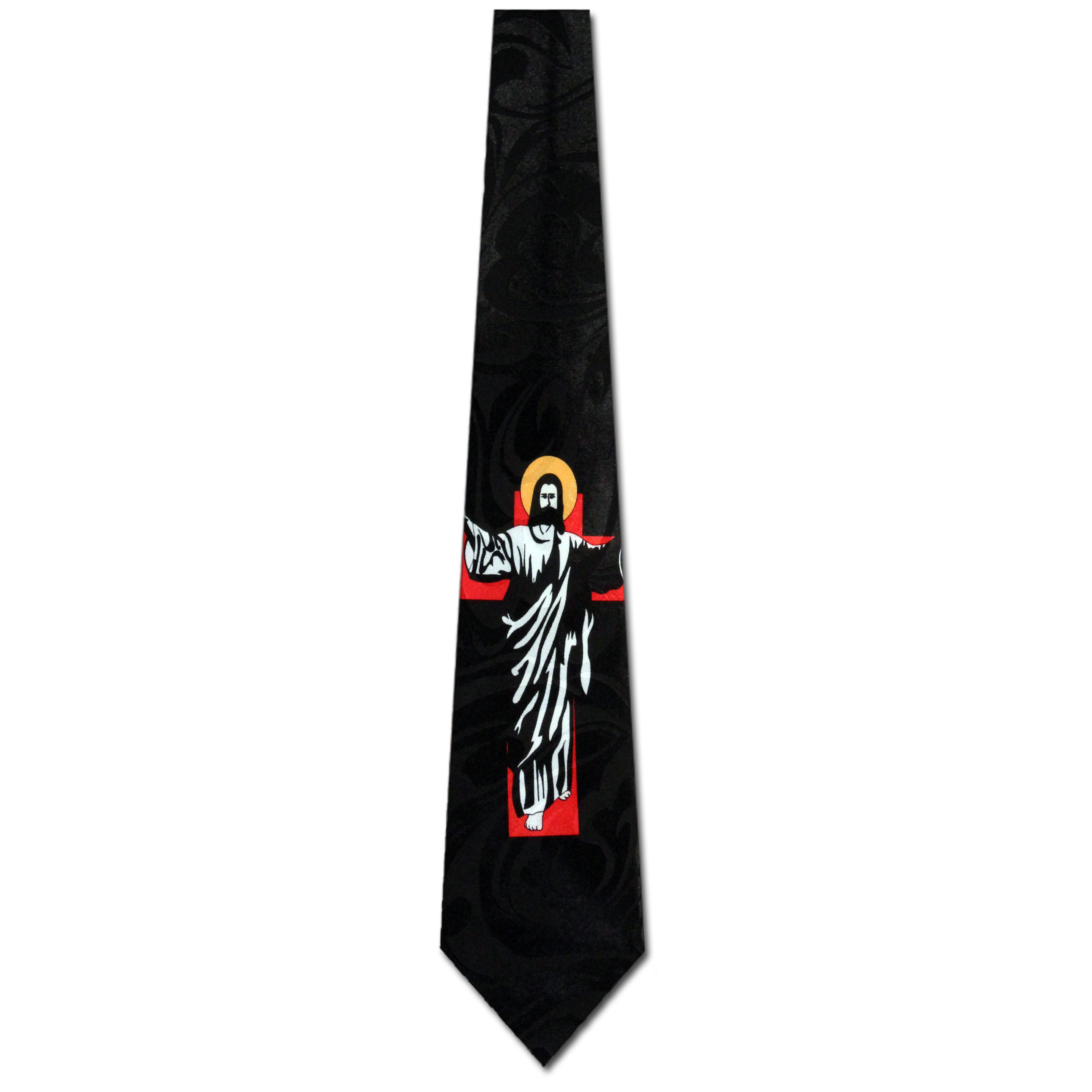 1273-100: Silhouette of Jesus Cross Neckties Religious Ties Black by Steven Harris at Abcties.com