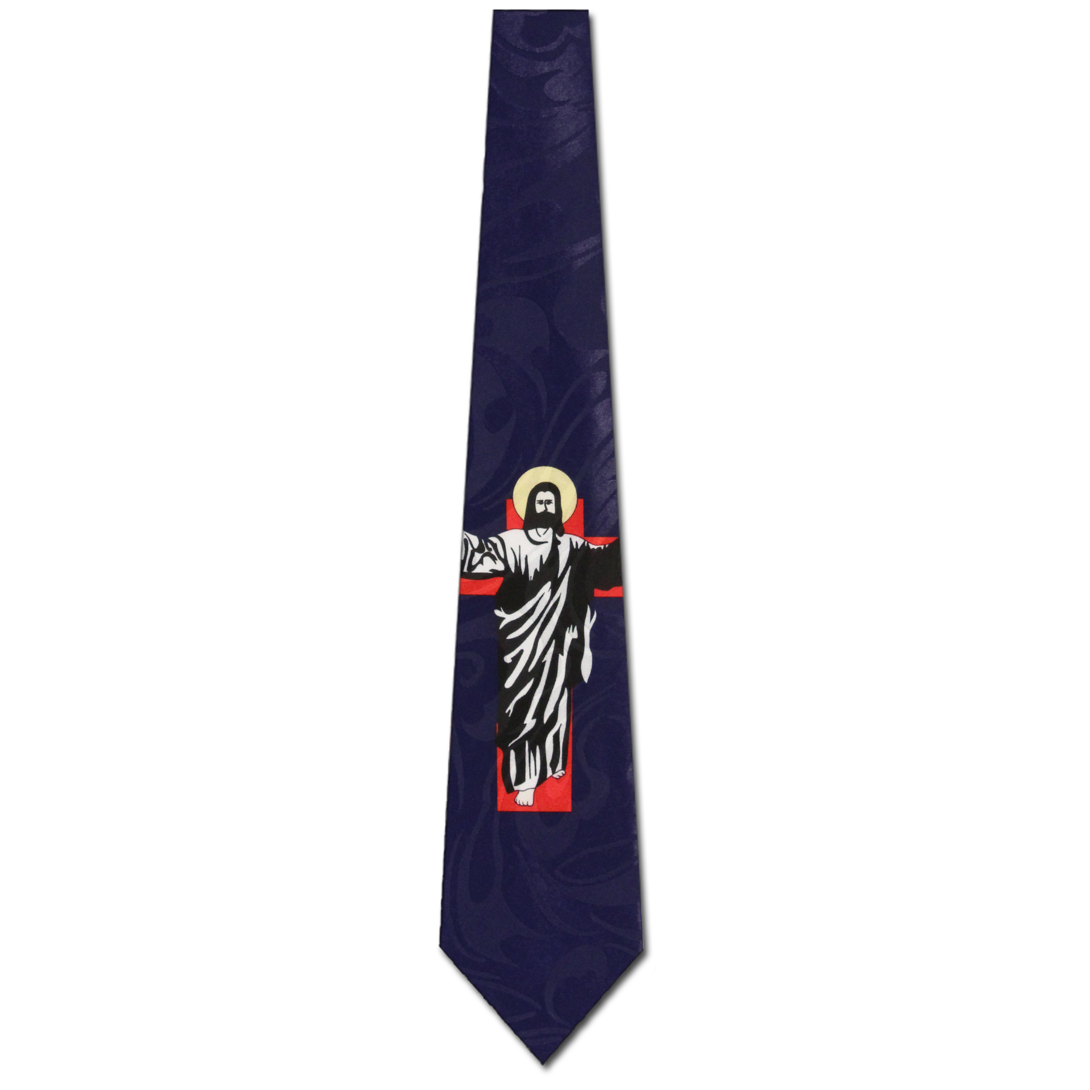 1273-102: Silhouette of Jesus Cross Neckties Religious Ties Navy by Steven Harris at Abcties.com