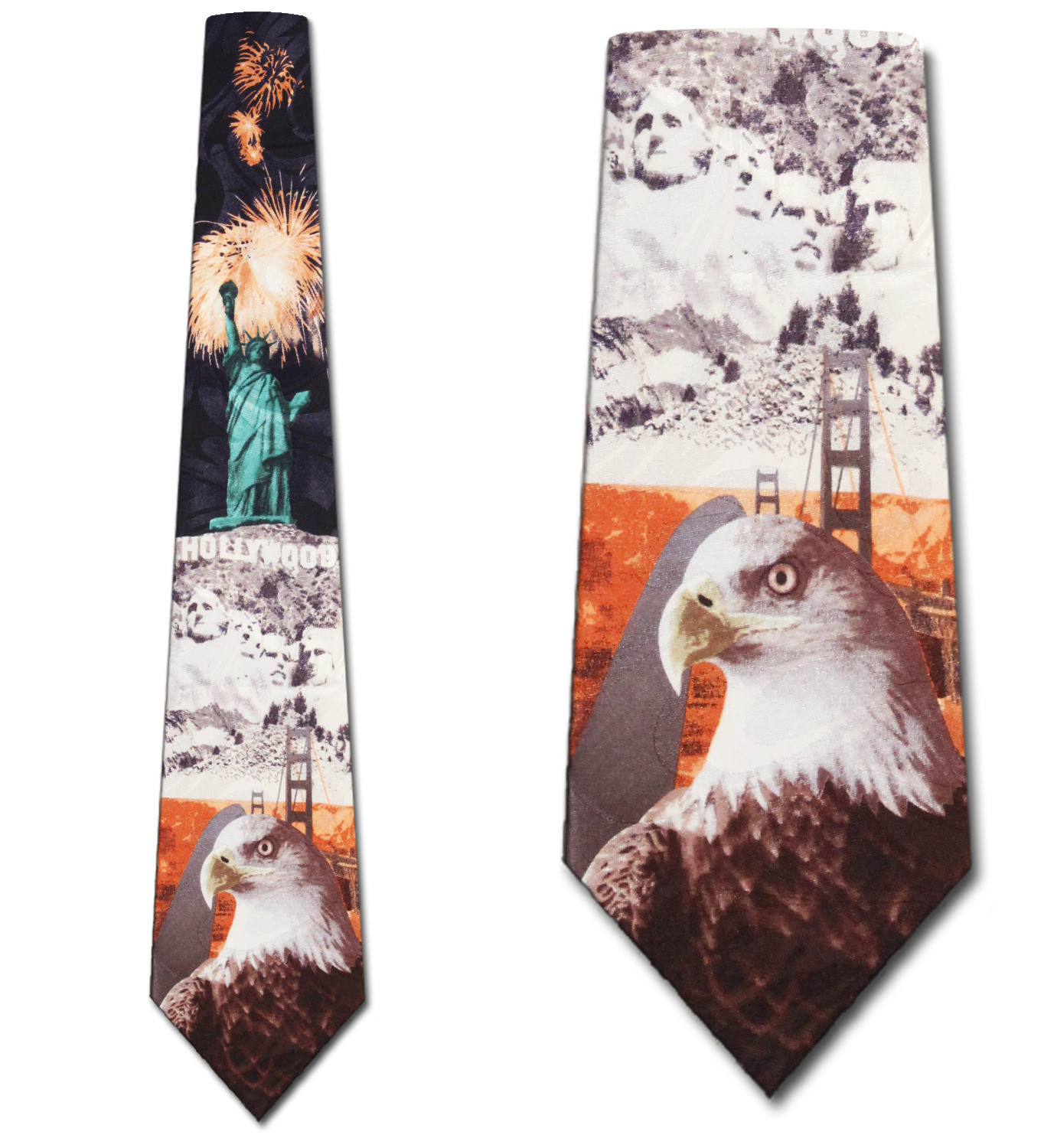 1276-100: American Monuments Ties Liberty Fireworks Rushmore Golden Gate Neckties by Steven Harris