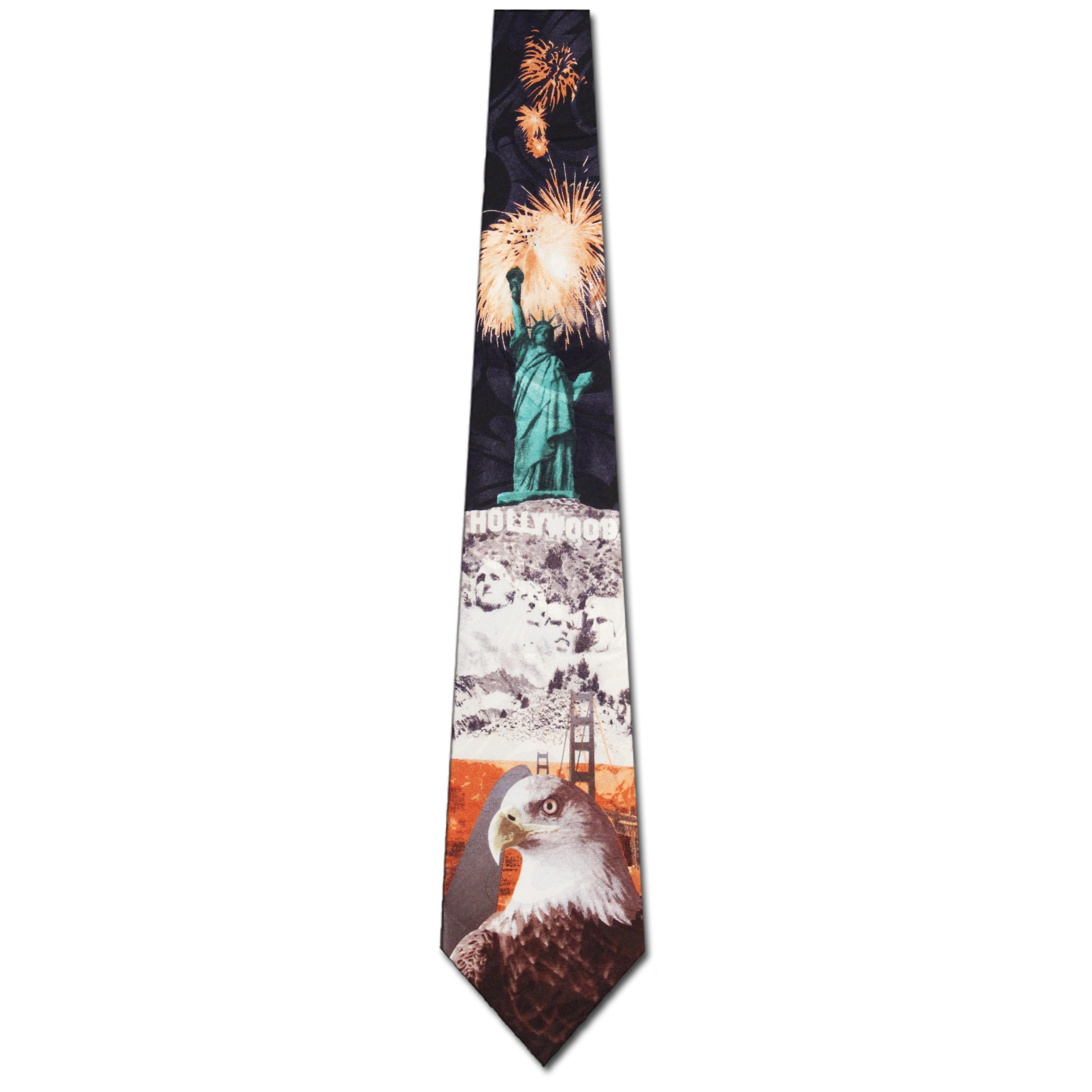 1276-100: American Monuments Ties Liberty Fireworks Rushmore Golden Gate Neckties by Steven Harris at Abcties.com
